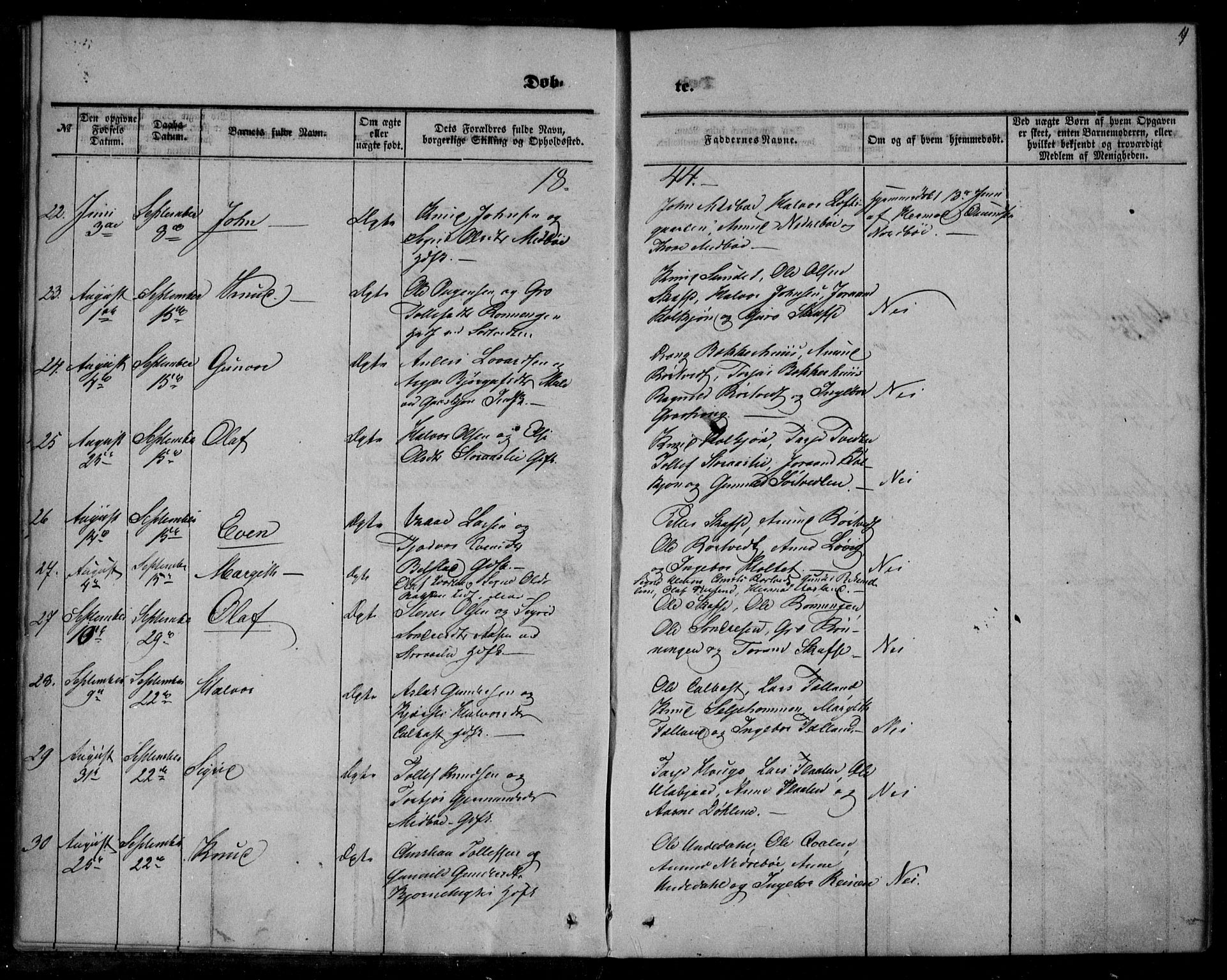 Mo kirkebøker, AV/SAKO-A-286/F/Fa/L0005: Parish register (official) no. I 5, 1844-1864, p. 4