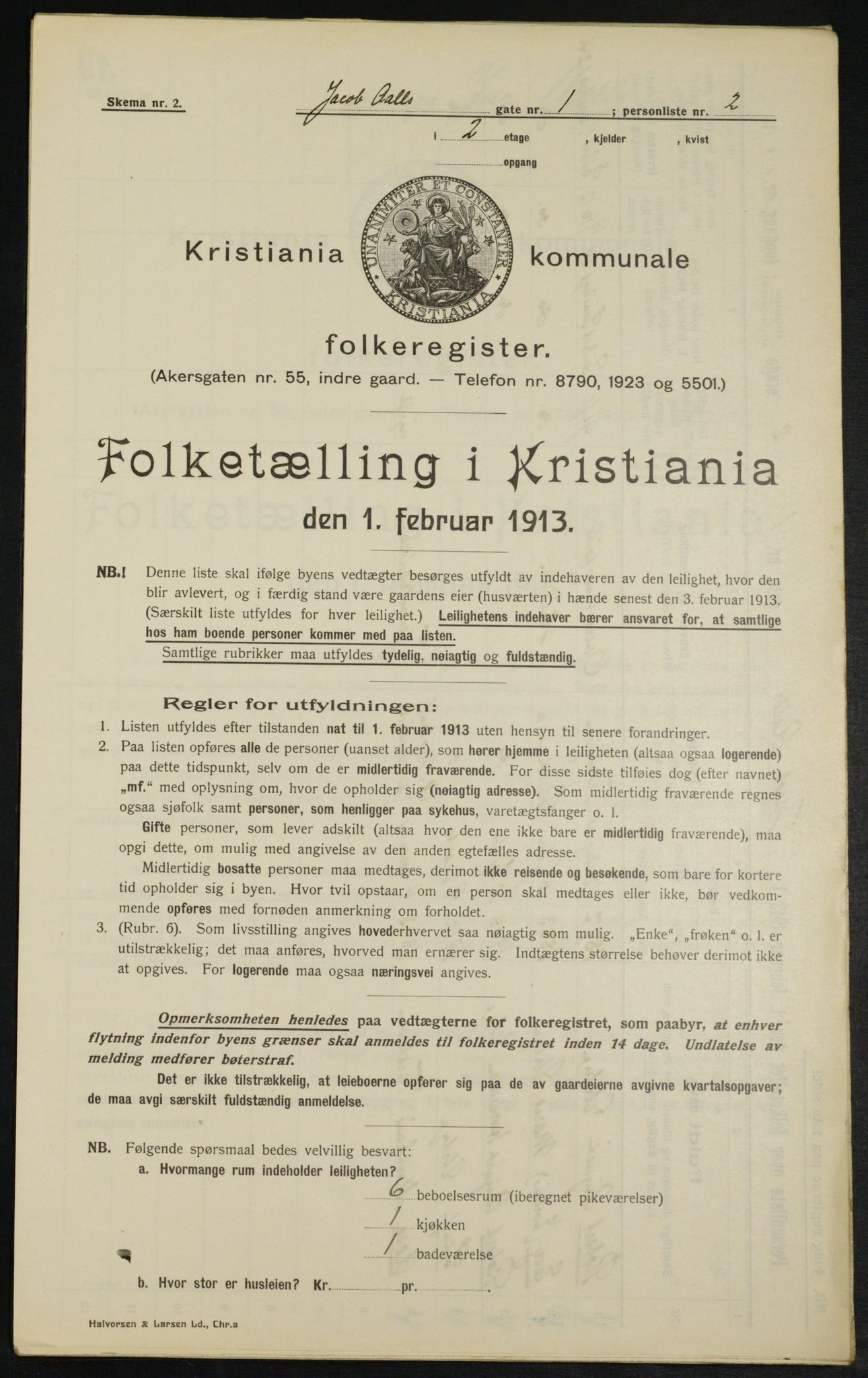 OBA, Municipal Census 1913 for Kristiania, 1913, p. 44508