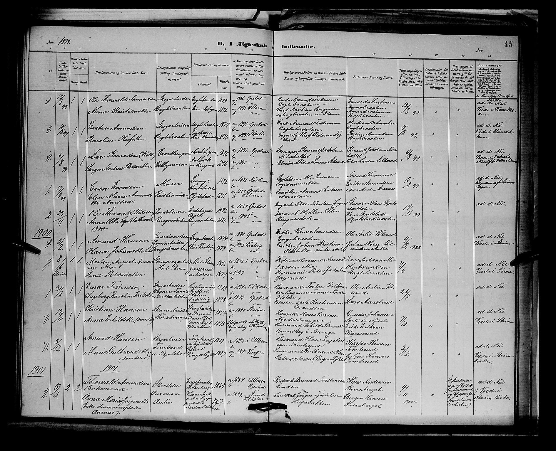 Sør-Odal prestekontor, AV/SAH-PREST-030/H/Ha/Hab/L0003: Parish register (copy) no. 3, 1895-1906, p. 45