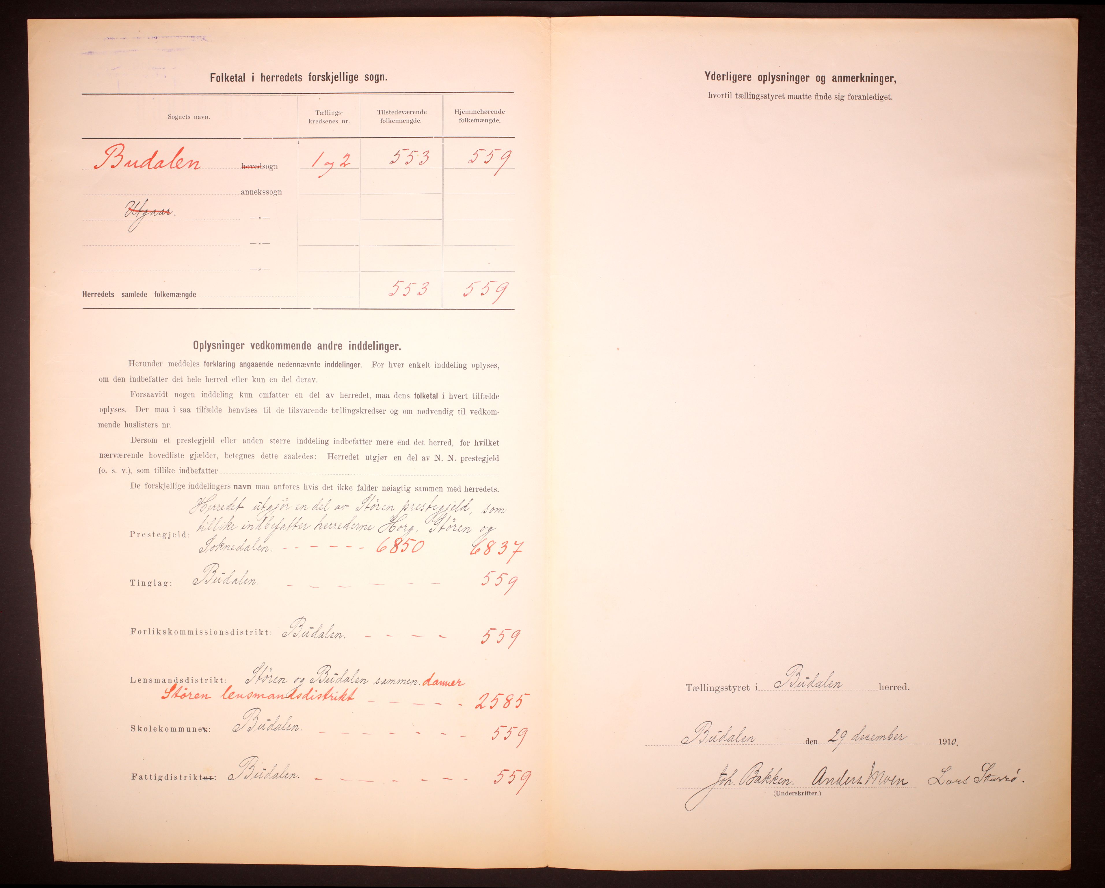 RA, 1910 census for Budal, 1910, p. 3