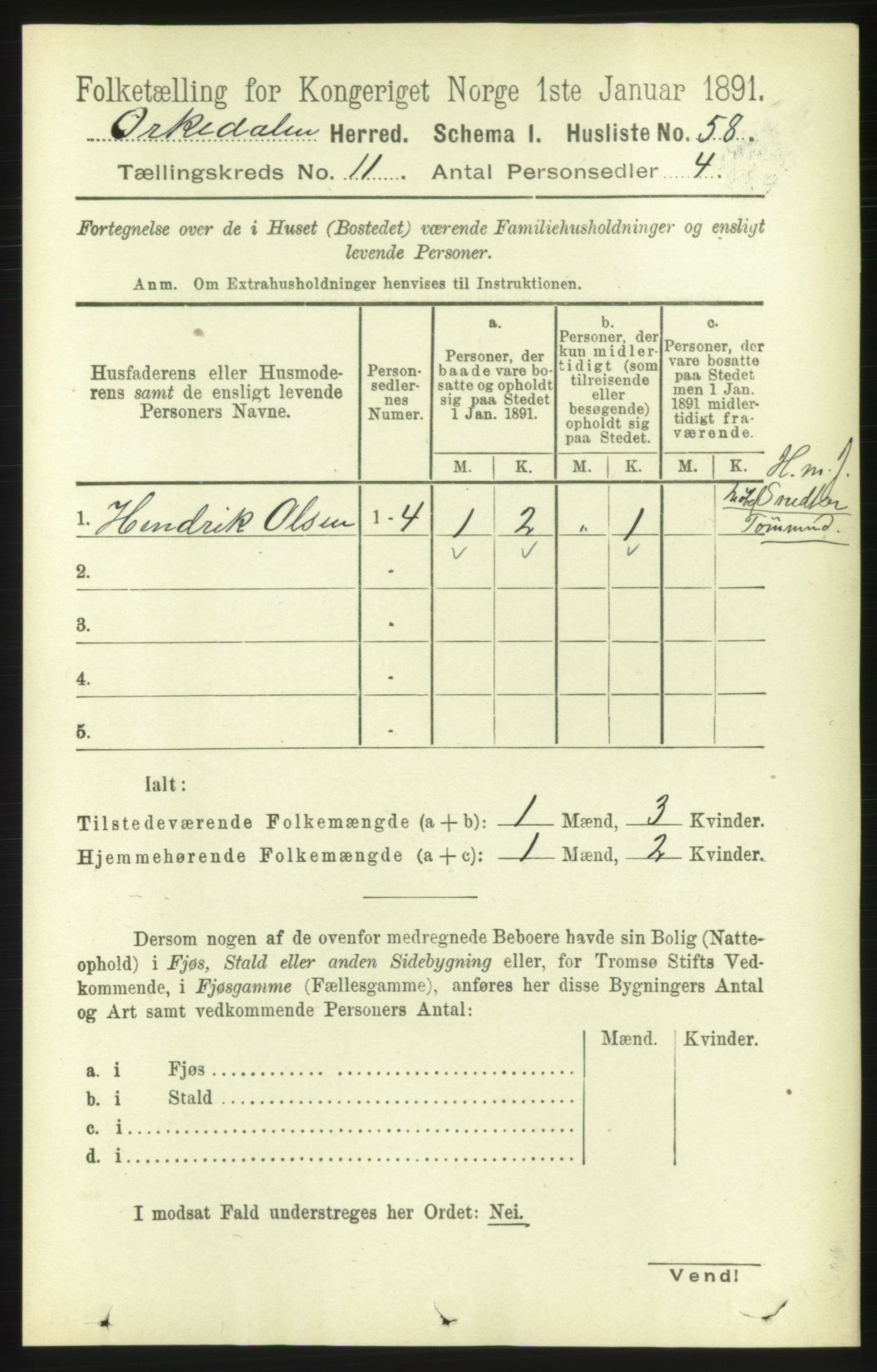 RA, 1891 census for 1638 Orkdal, 1891, p. 5137