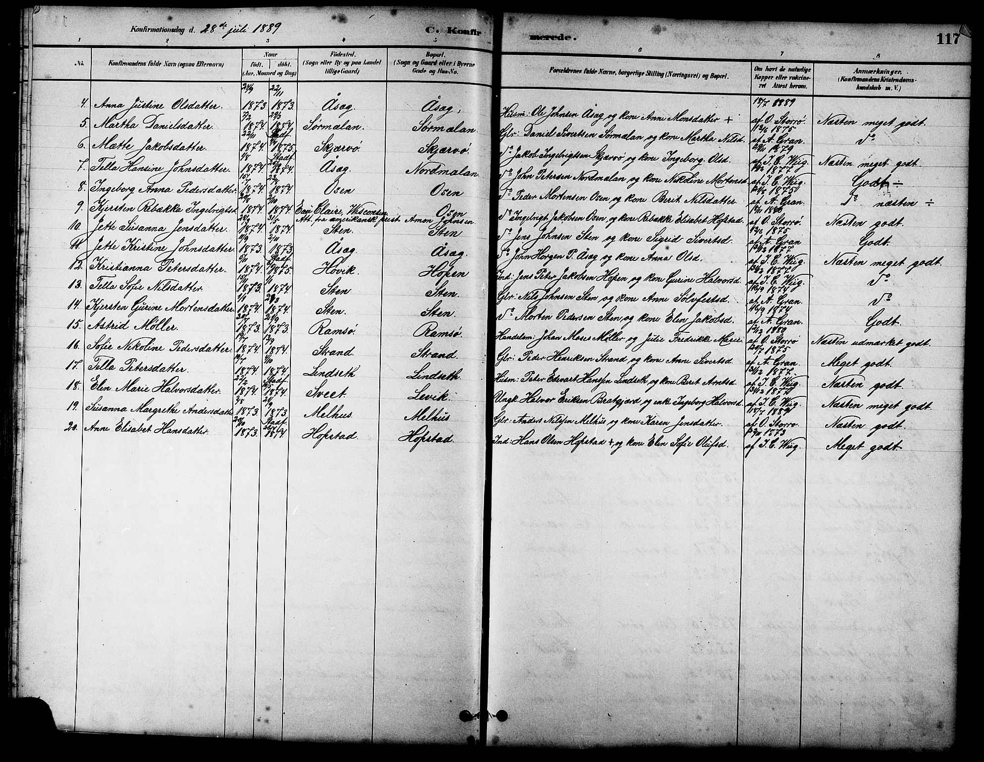 Ministerialprotokoller, klokkerbøker og fødselsregistre - Sør-Trøndelag, SAT/A-1456/658/L0726: Parish register (copy) no. 658C02, 1883-1908, p. 117