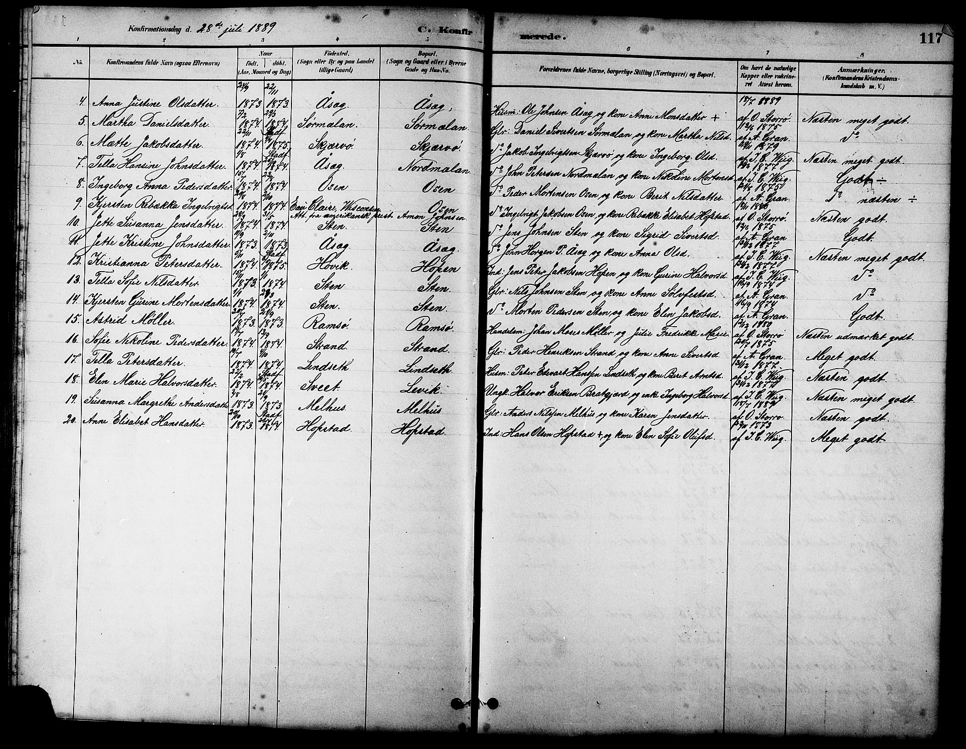 Ministerialprotokoller, klokkerbøker og fødselsregistre - Sør-Trøndelag, AV/SAT-A-1456/658/L0726: Parish register (copy) no. 658C02, 1883-1908, p. 117