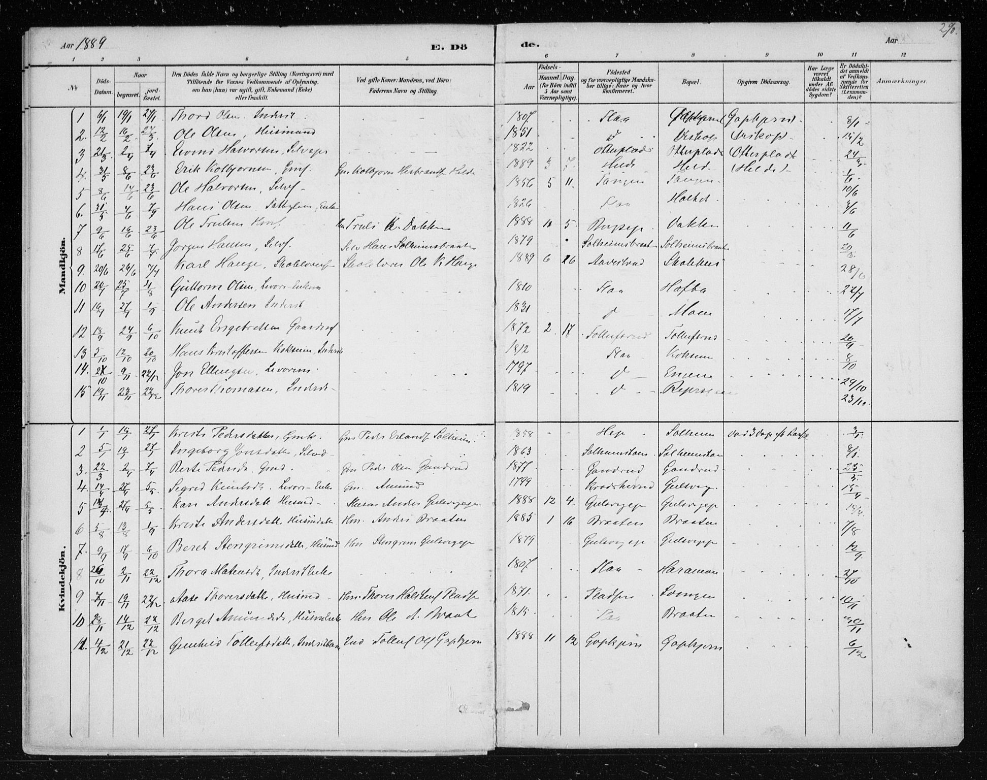 Nes kirkebøker, SAKO/A-236/F/Fa/L0012: Parish register (official) no. 12, 1881-1917, p. 290