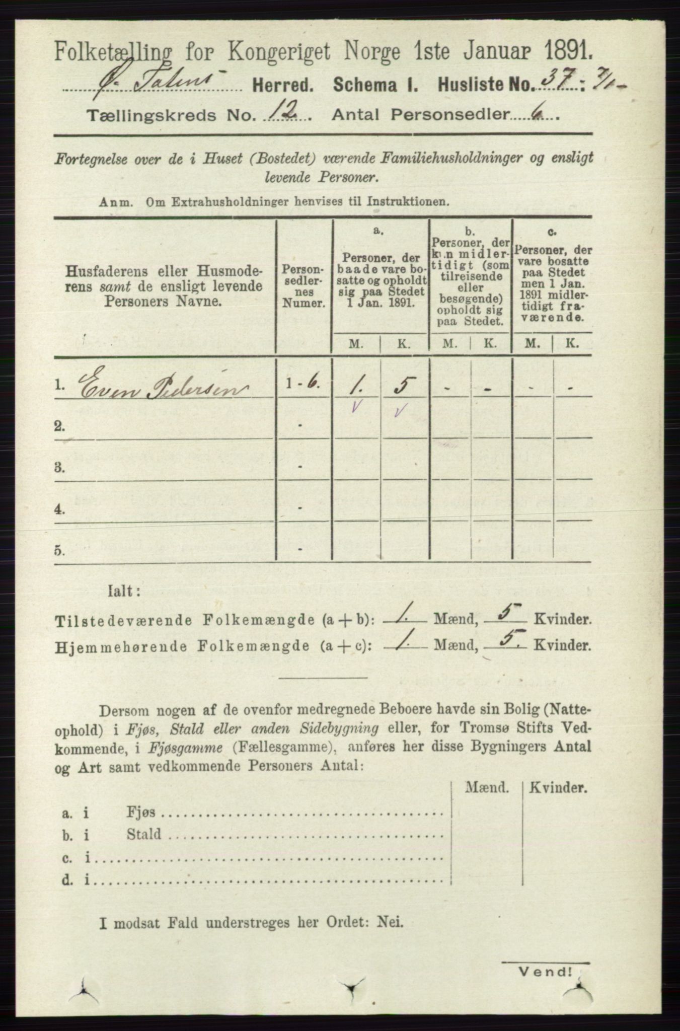 RA, 1891 census for 0528 Østre Toten, 1891, p. 7690