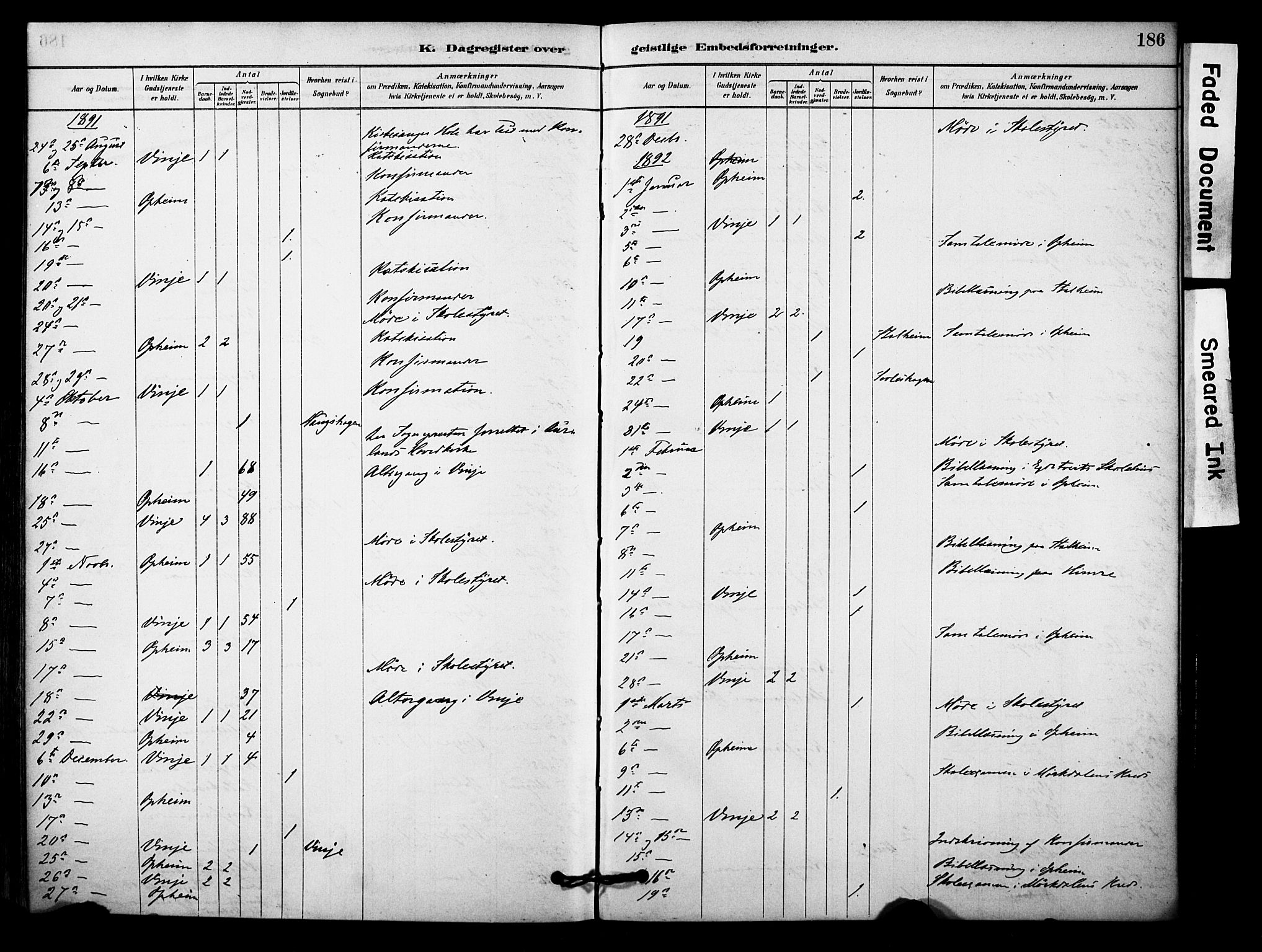 Vossestrand Sokneprestembete, SAB/A-79101/H/Haa: Parish register (official) no. C 1, 1878-1903, p. 186