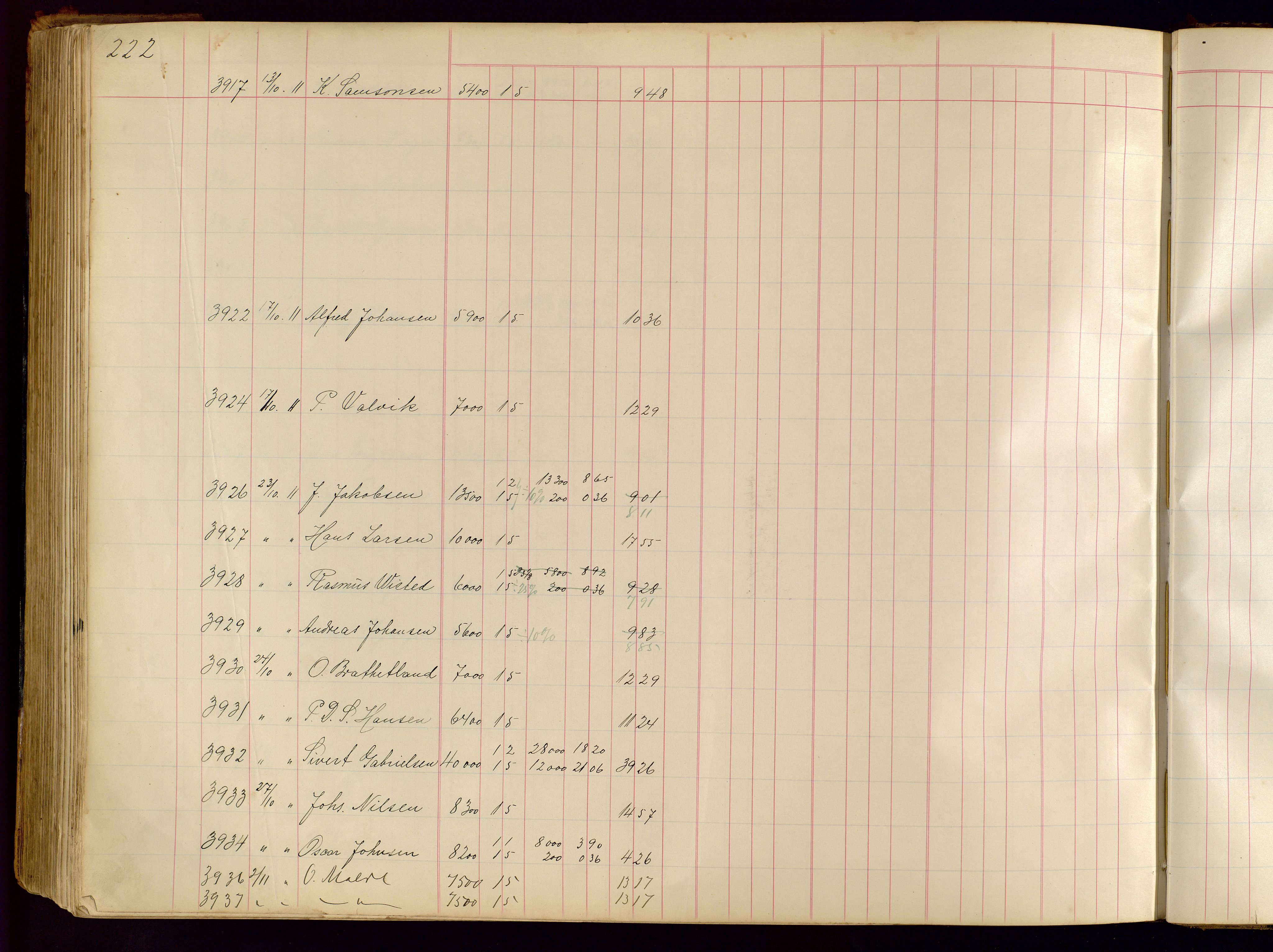 Norges Brannkasse Stavanger, SAST/A-102143/F/Fc/L0001: Brannkontingentprotokoll, 1903-1912, p. 222