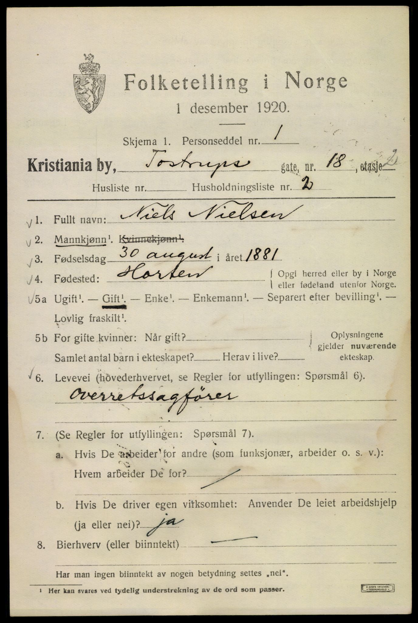 SAO, 1920 census for Kristiania, 1920, p. 595331