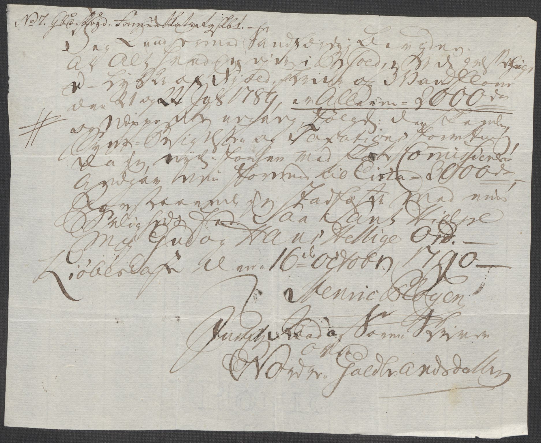 Rentekammeret inntil 1814, Reviderte regnskaper, Mindre regnskaper, AV/RA-EA-4068/Rf/Rfe/L0010: Fosen fogderi, Gudbrandsdalen fogderi, 1789, p. 150