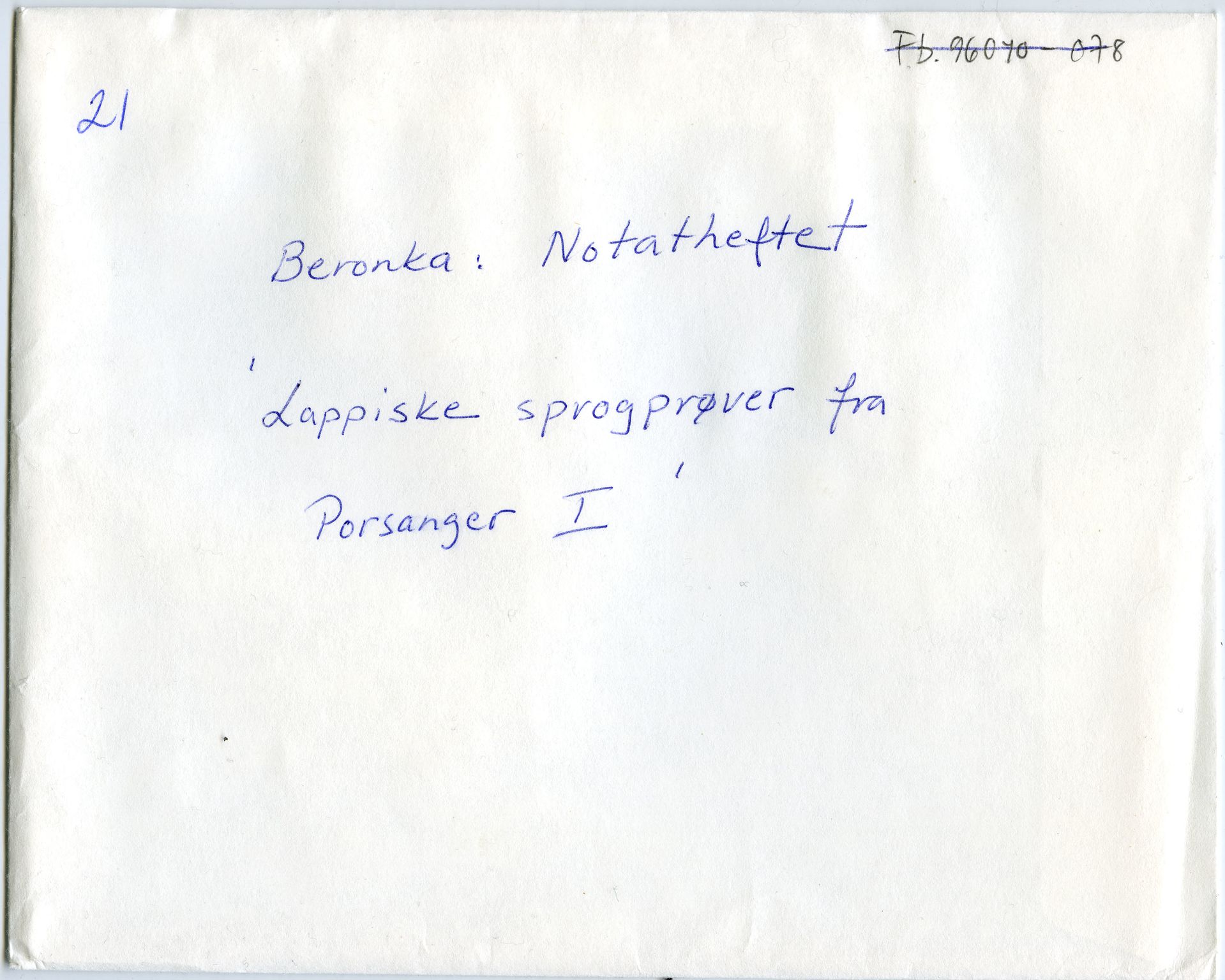 Johan Beronkas testamentariske gave, FMFB/A-1098/G/L0021: Lappiske språkprøver fra Porsanger I og II, p. 35