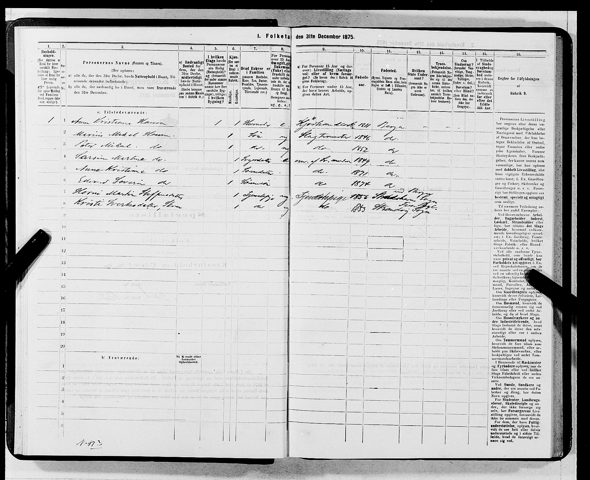 SAB, 1875 census for 1301 Bergen, 1875, p. 5969