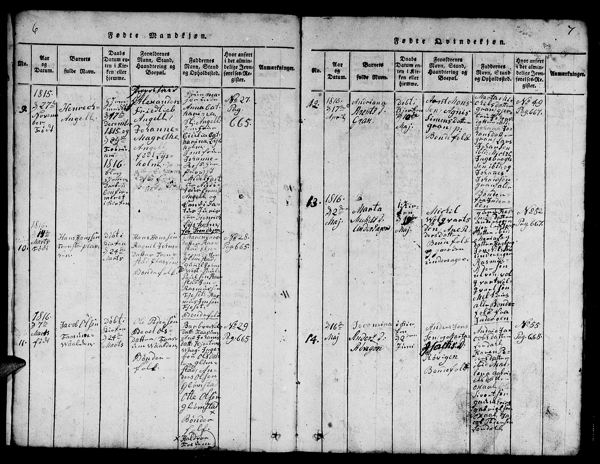 Ministerialprotokoller, klokkerbøker og fødselsregistre - Nord-Trøndelag, AV/SAT-A-1458/730/L0298: Parish register (copy) no. 730C01, 1816-1849, p. 6-7