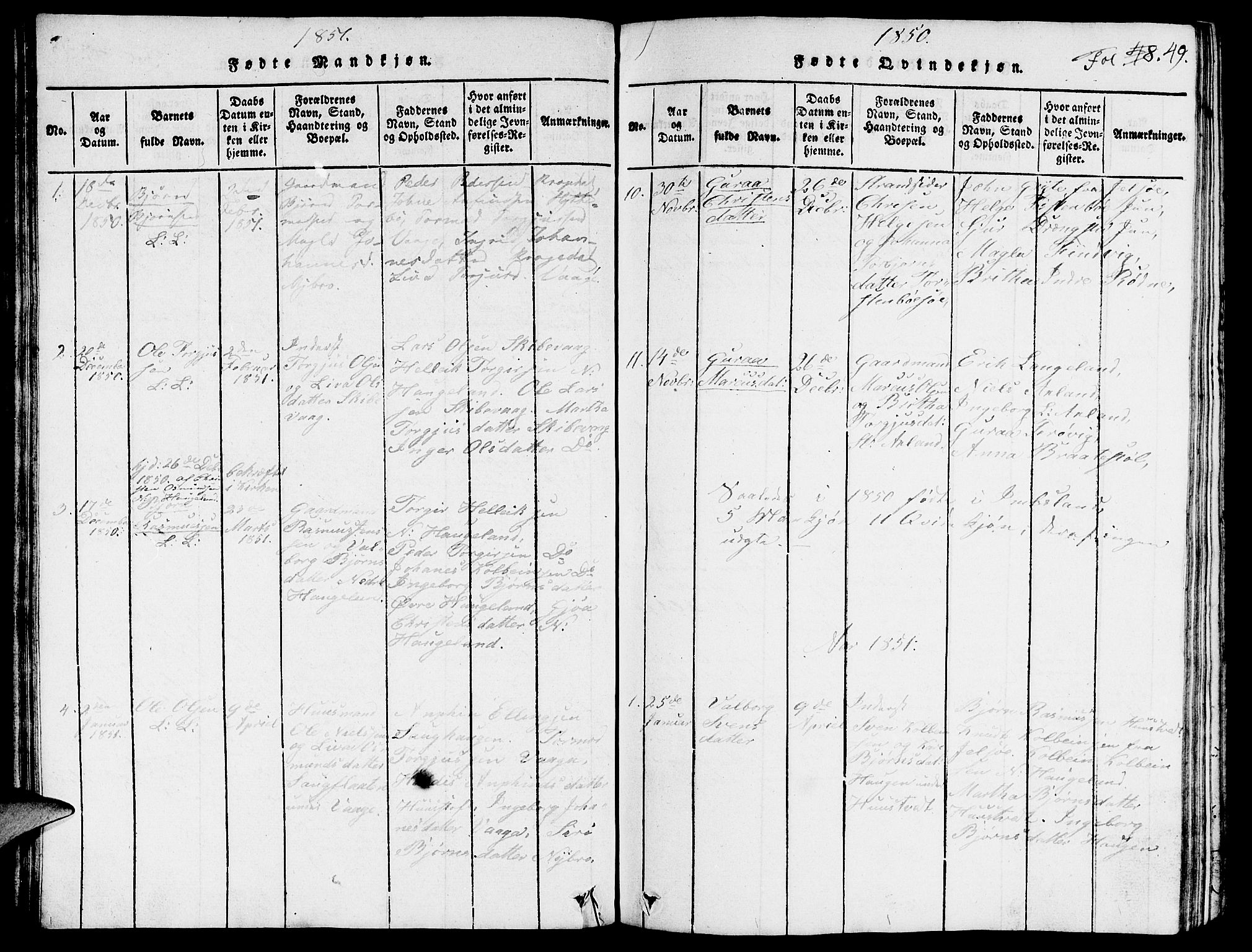 Vikedal sokneprestkontor, SAST/A-101840/01/V: Parish register (copy) no. B 3, 1816-1867, p. 49
