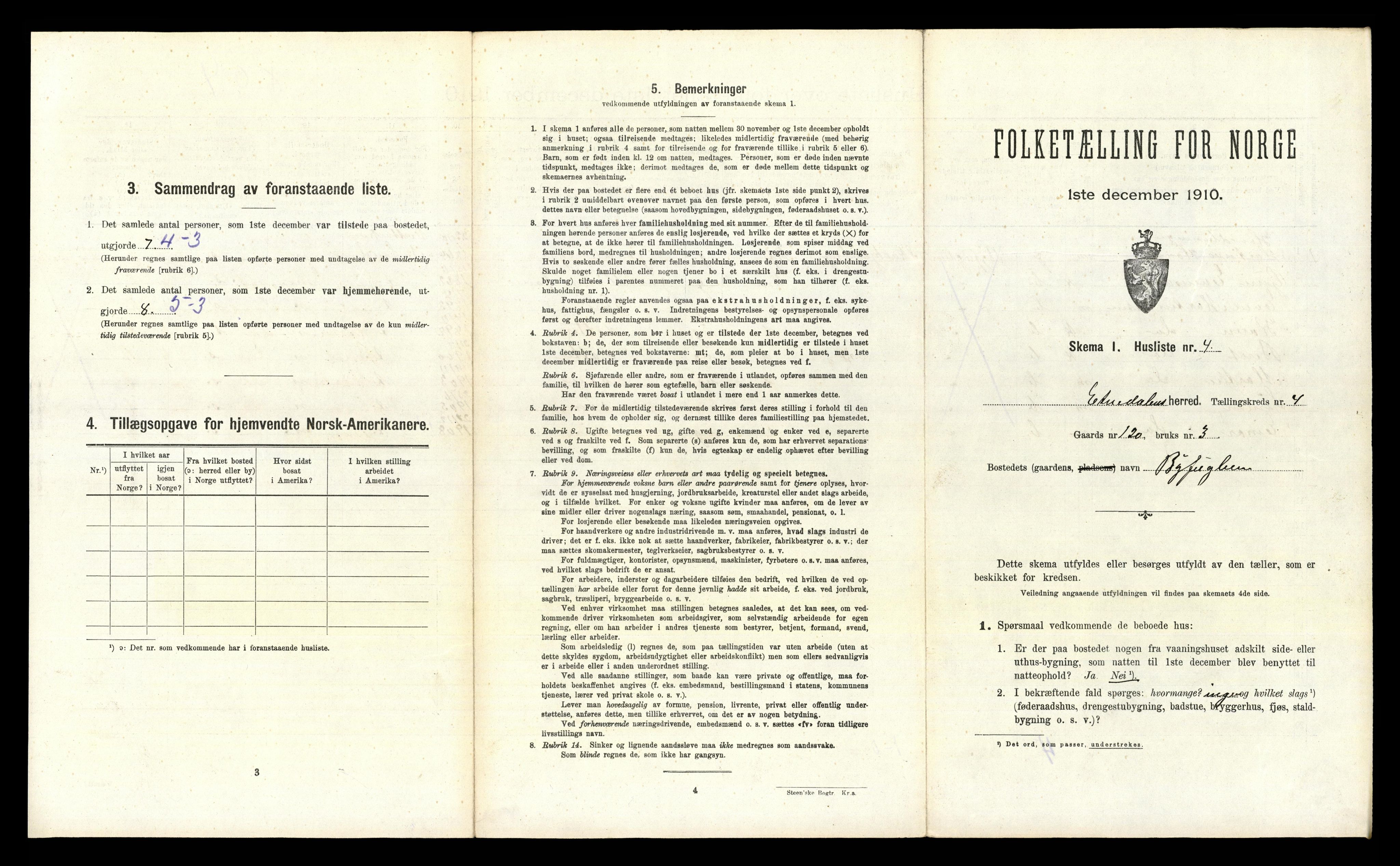 RA, 1910 census for Etnedal, 1910, p. 299