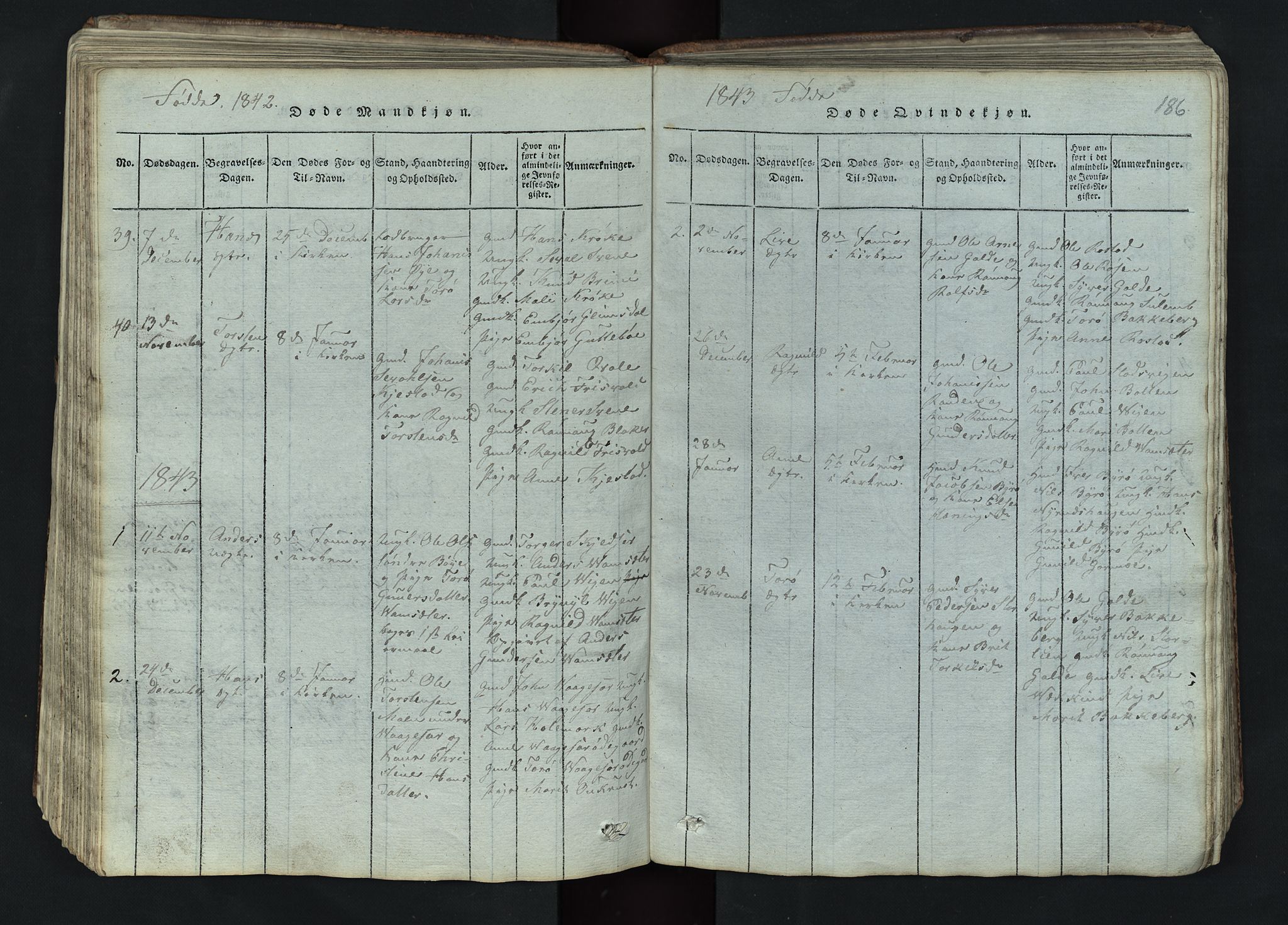 Lom prestekontor, SAH/PREST-070/L/L0002: Parish register (copy) no. 2, 1815-1844, p. 186