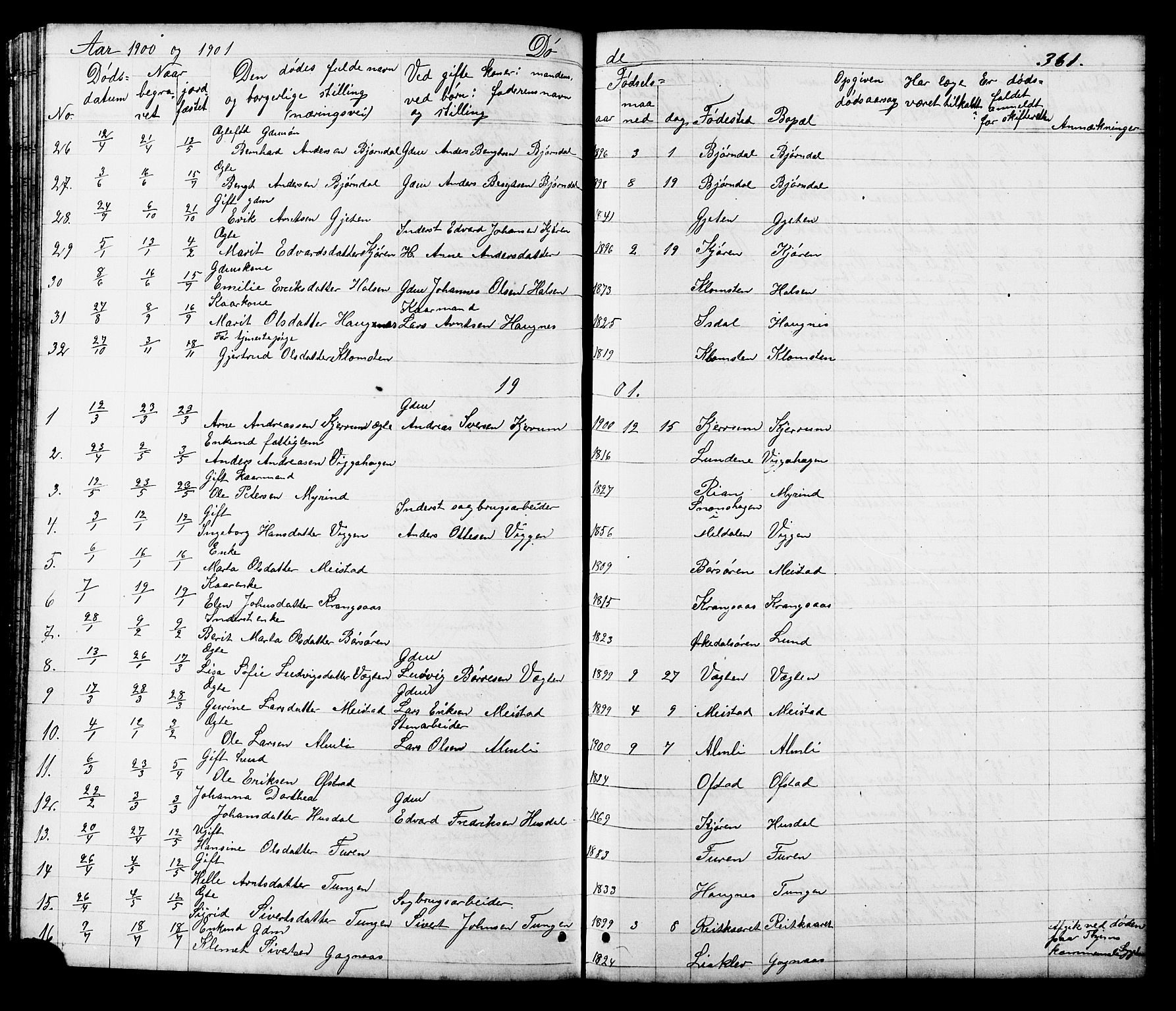 Ministerialprotokoller, klokkerbøker og fødselsregistre - Sør-Trøndelag, SAT/A-1456/665/L0777: Parish register (copy) no. 665C02, 1867-1915, p. 361