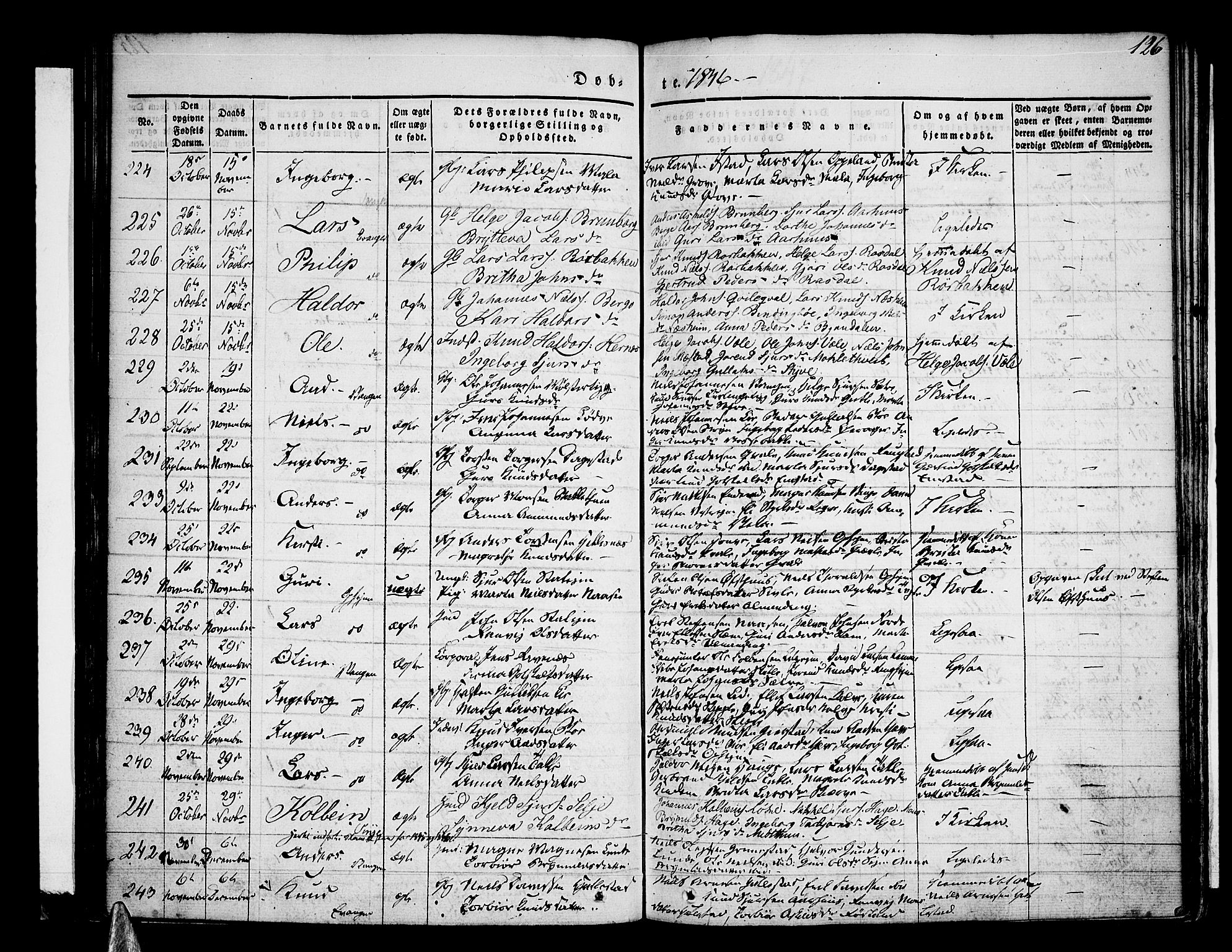 Voss sokneprestembete, SAB/A-79001/H/Haa: Parish register (official) no. A 13, 1836-1851, p. 126