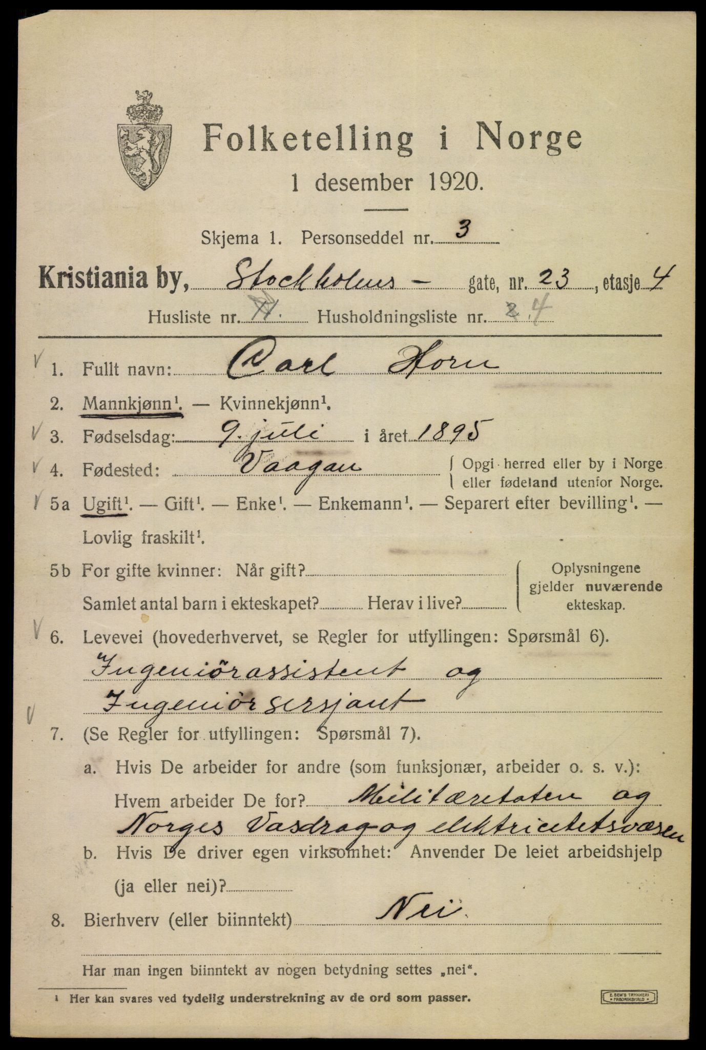 SAO, 1920 census for Kristiania, 1920, p. 546883