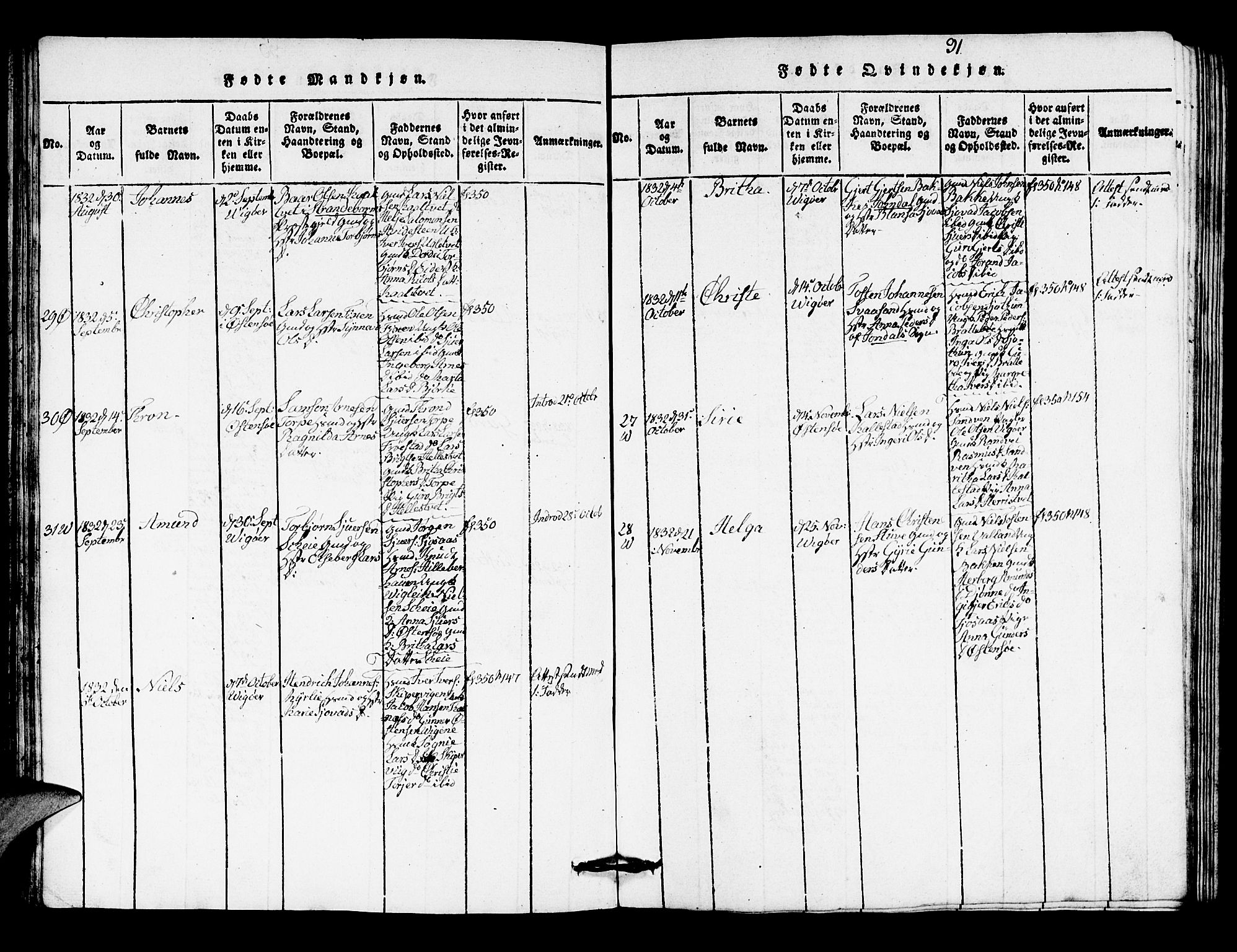 Kvam sokneprestembete, SAB/A-76201/H/Hab: Parish register (copy) no. A 1, 1818-1832, p. 91