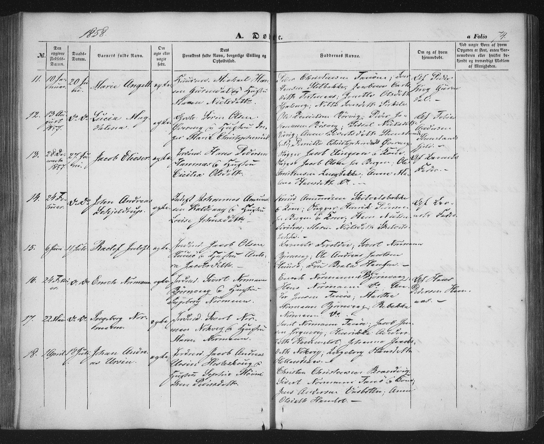 Ministerialprotokoller, klokkerbøker og fødselsregistre - Nordland, AV/SAT-A-1459/859/L0844: Parish register (official) no. 859A04, 1849-1862, p. 74
