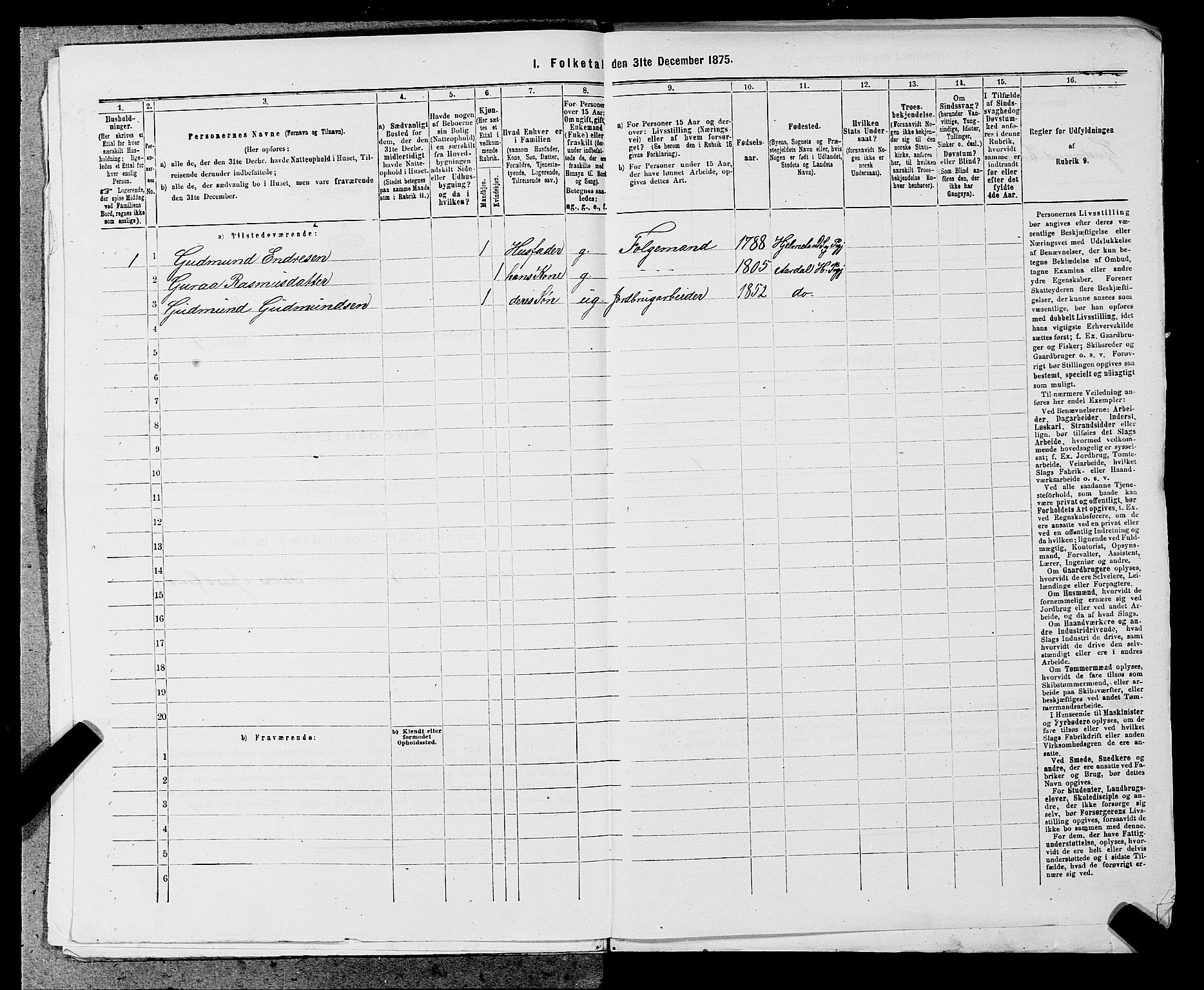 SAST, 1875 census for 1133P Hjelmeland, 1875, p. 1218