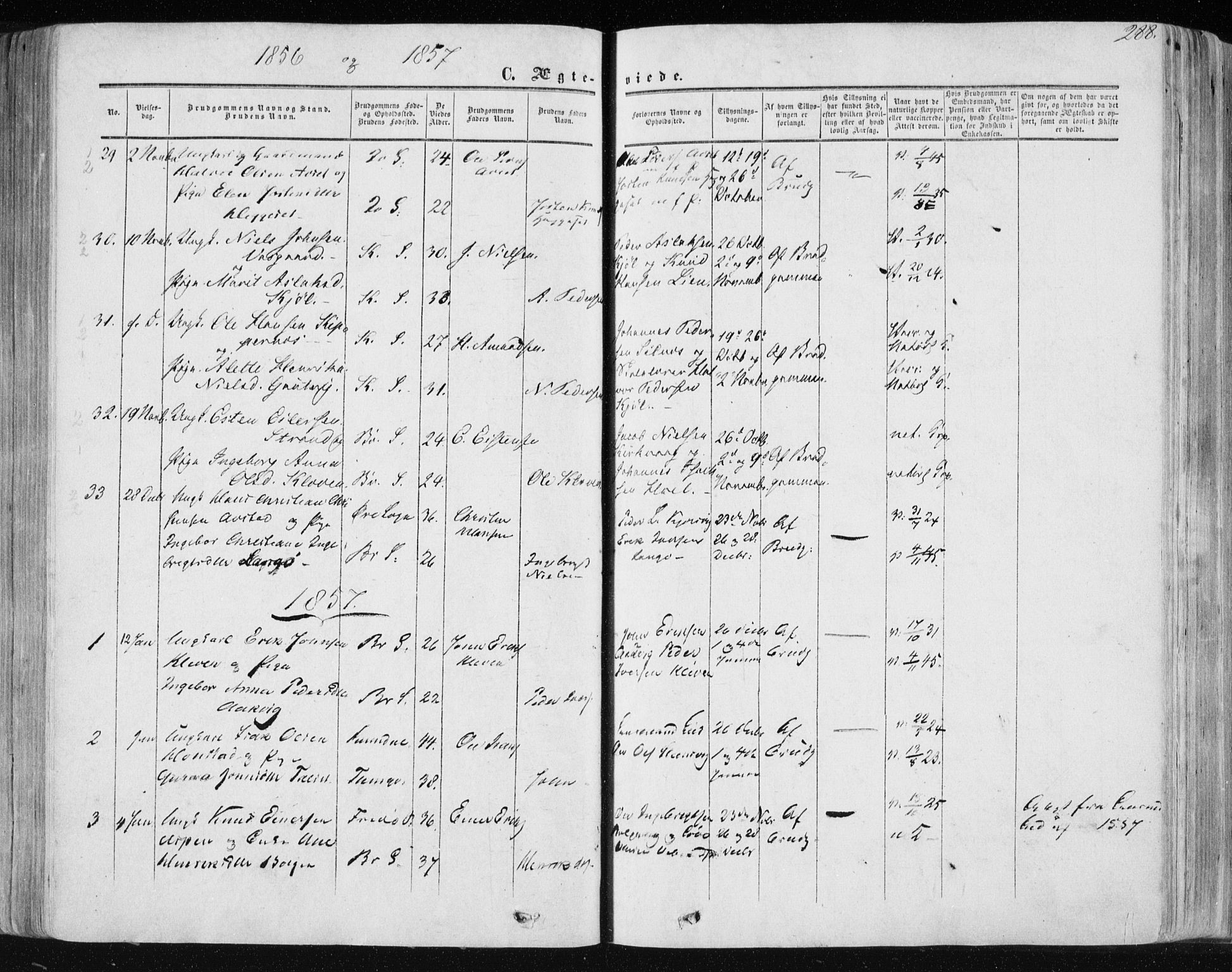 Ministerialprotokoller, klokkerbøker og fødselsregistre - Møre og Romsdal, SAT/A-1454/568/L0804: Parish register (official) no. 568A11, 1854-1868, p. 288