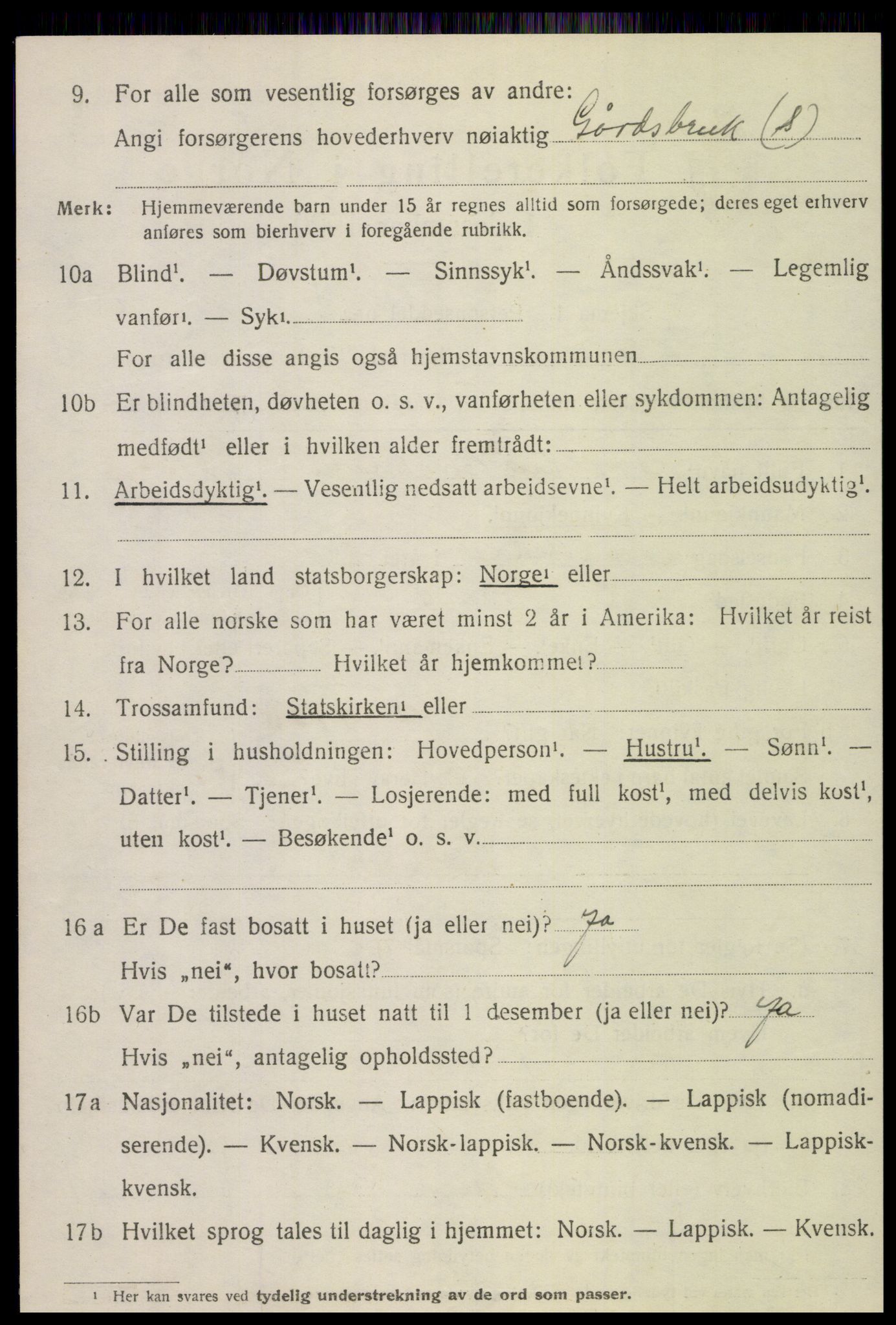 SAT, 1920 census for Sørli, 1920, p. 270