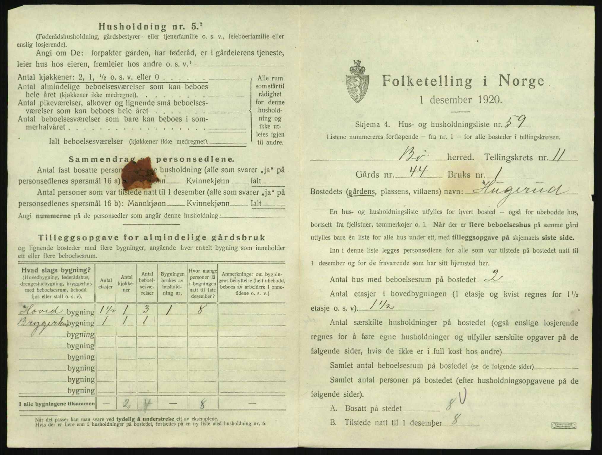 SAKO, 1920 census for Bø (Telemark), 1920, p. 1236