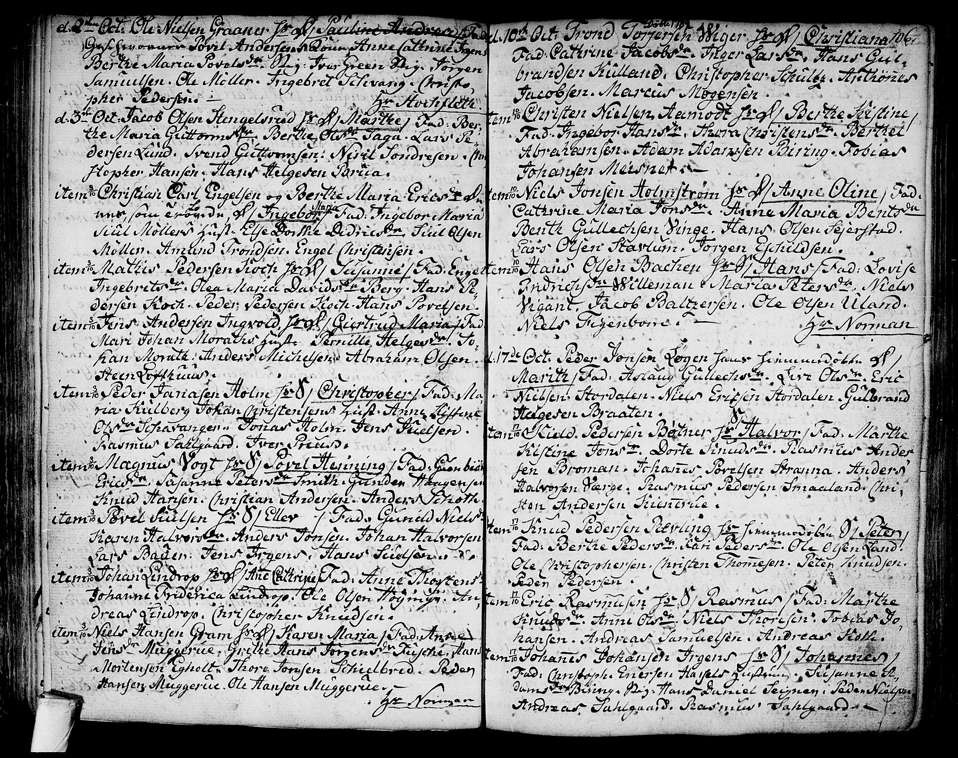 Kongsberg kirkebøker, SAKO/A-22/F/Fa/L0006: Parish register (official) no. I 6, 1783-1797, p. 106
