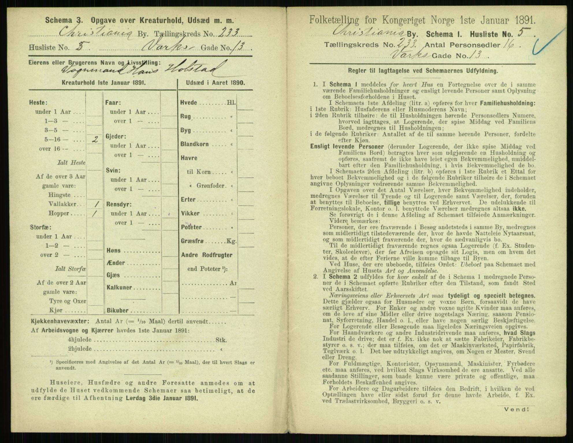 RA, 1891 census for 0301 Kristiania, 1891, p. 143042