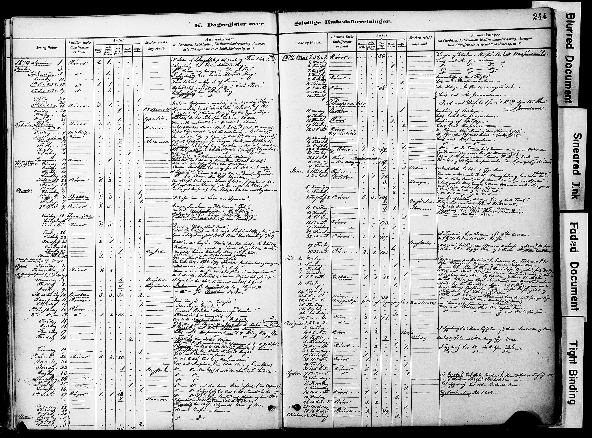 Ministerialprotokoller, klokkerbøker og fødselsregistre - Sør-Trøndelag, AV/SAT-A-1456/681/L0933: Parish register (official) no. 681A11, 1879-1890, p. 244