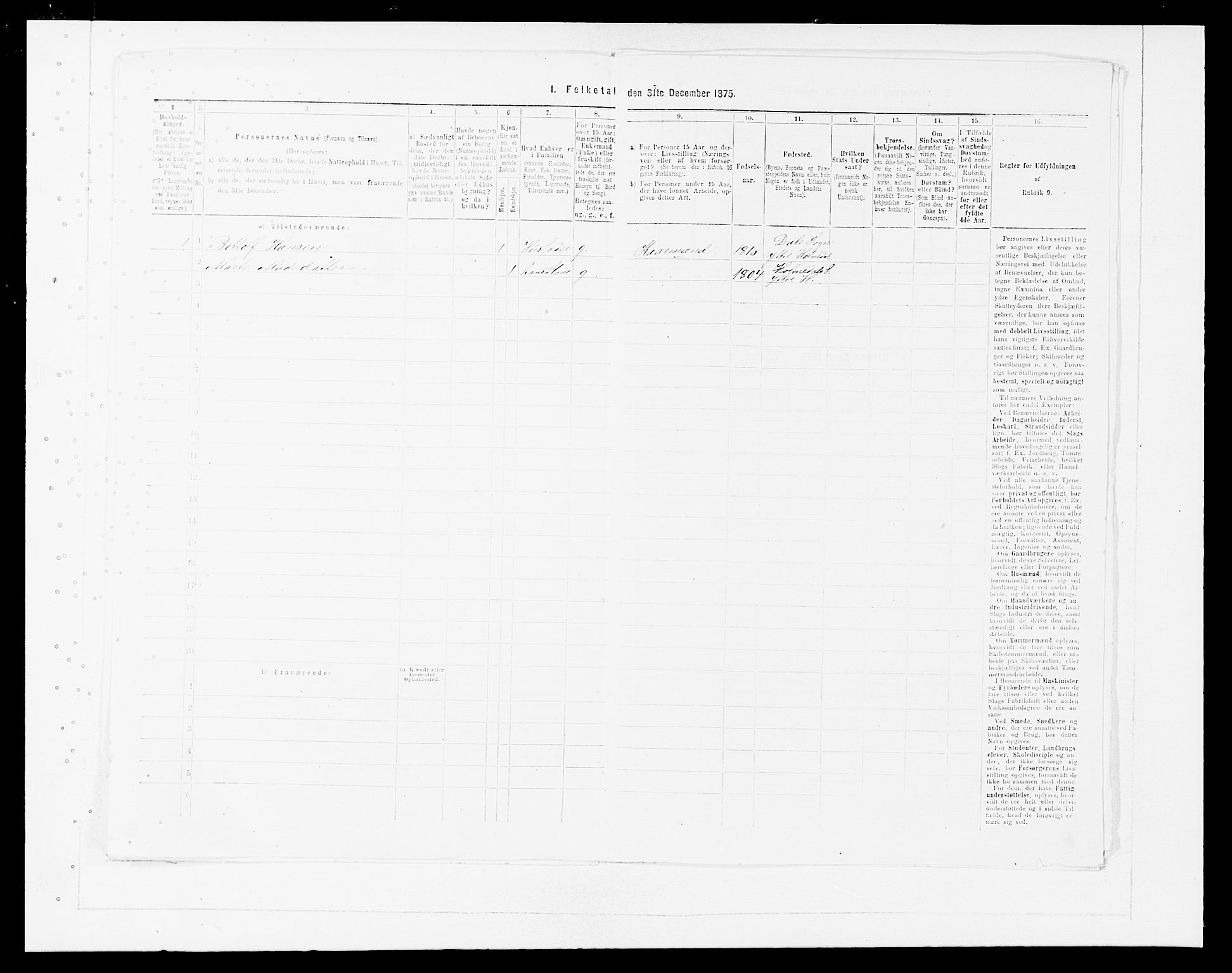 SAB, 1875 census for 1429P Ytre Holmedal, 1875, p. 464