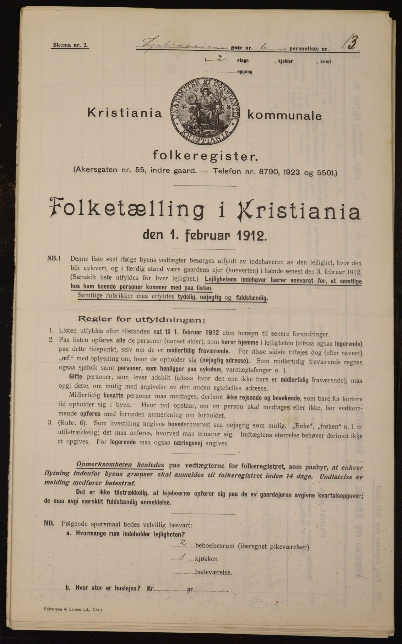 OBA, Municipal Census 1912 for Kristiania, 1912, p. 58174