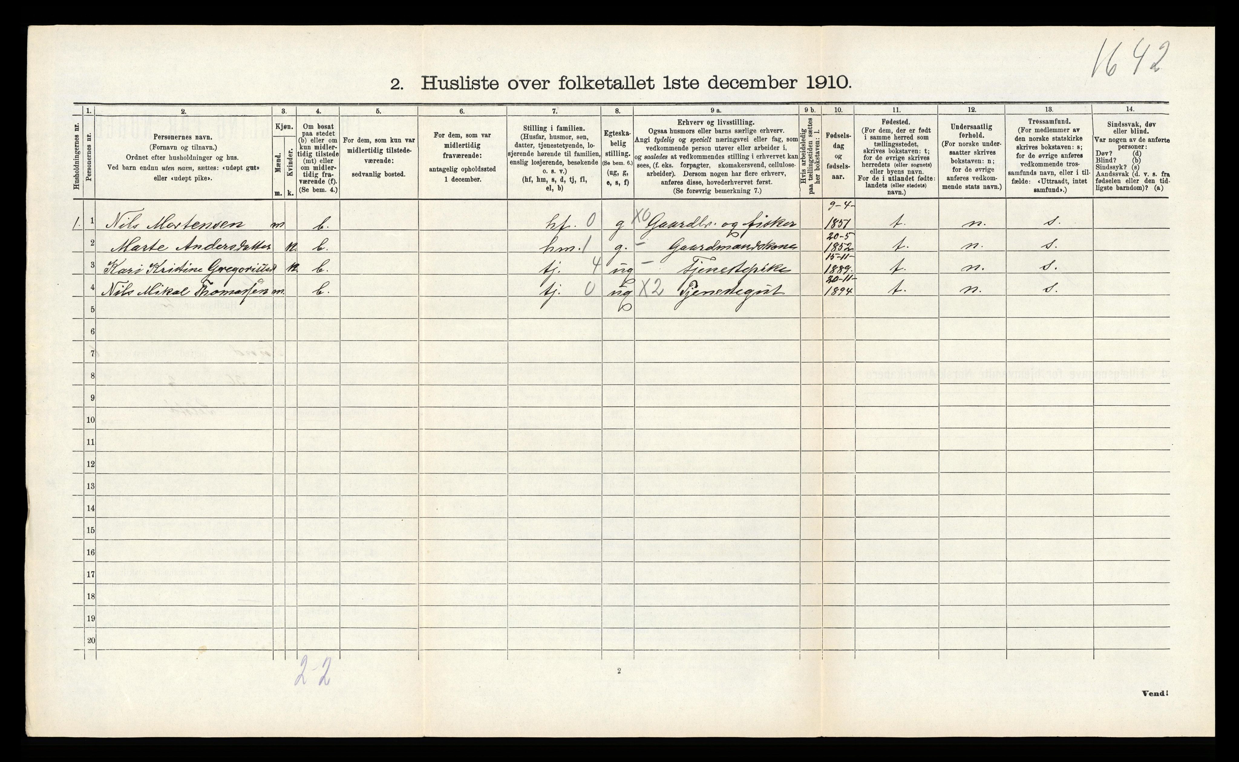 RA, 1910 census for Sund, 1910, p. 577