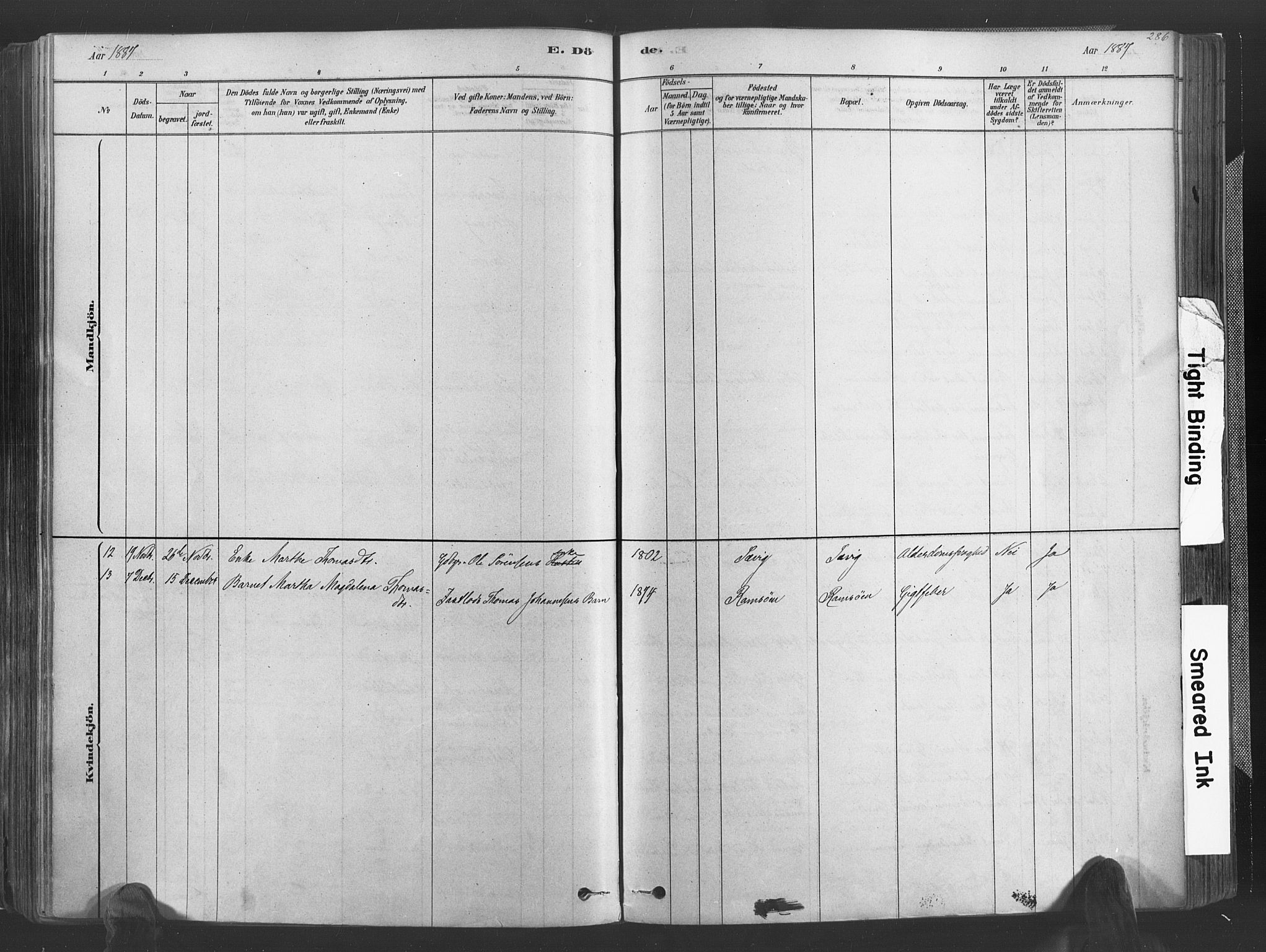 Høvåg sokneprestkontor, SAK/1111-0025/F/Fa/L0005: Parish register (official) no. A 5, 1878-1893, p. 286