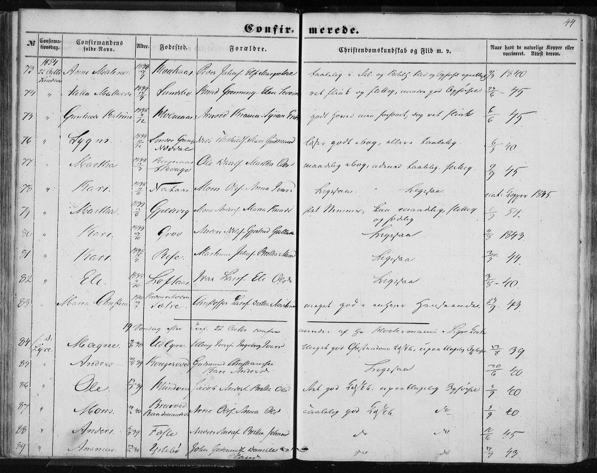 Lindås Sokneprestembete, AV/SAB-A-76701/H/Haa/Haaa/L0013: Parish register (official) no. A 13, 1848-1862, p. 44