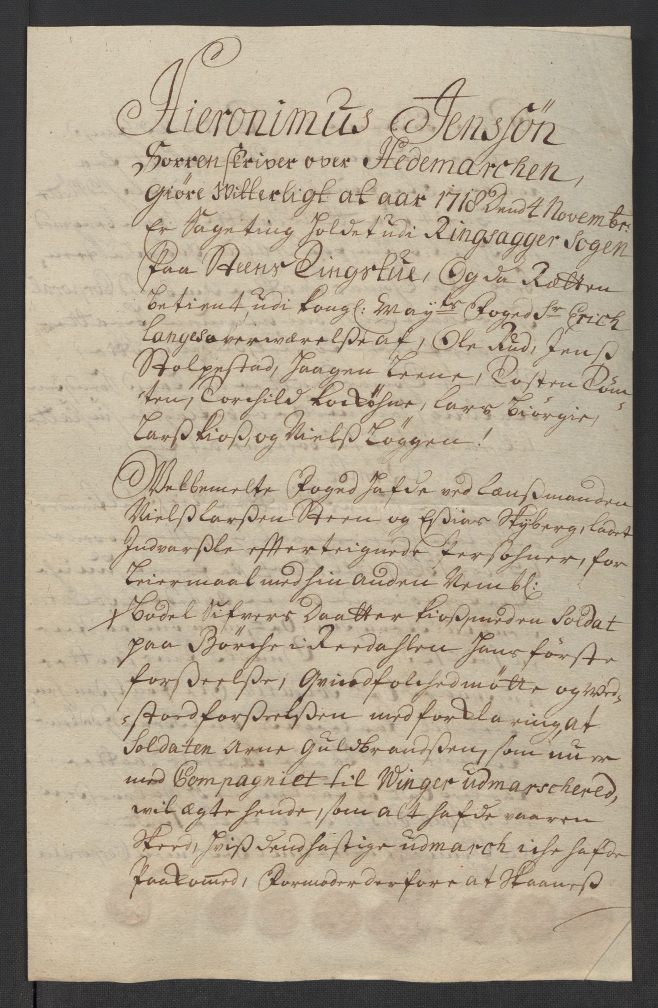 Rentekammeret inntil 1814, Reviderte regnskaper, Fogderegnskap, AV/RA-EA-4092/R16/L1057: Fogderegnskap Hedmark, 1718, p. 214