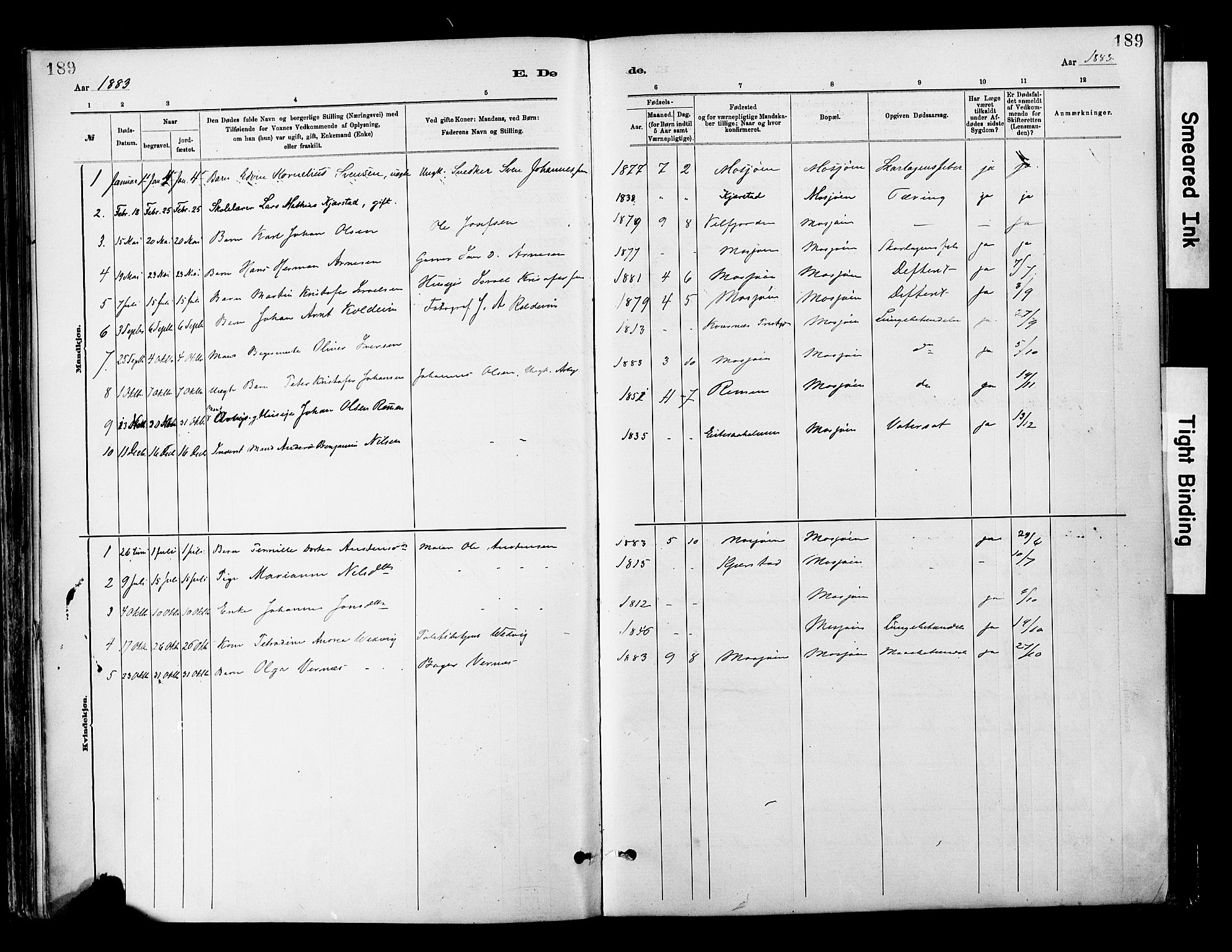 Ministerialprotokoller, klokkerbøker og fødselsregistre - Nordland, SAT/A-1459/820/L0296: Parish register (official) no. 820A17, 1880-1903, p. 189