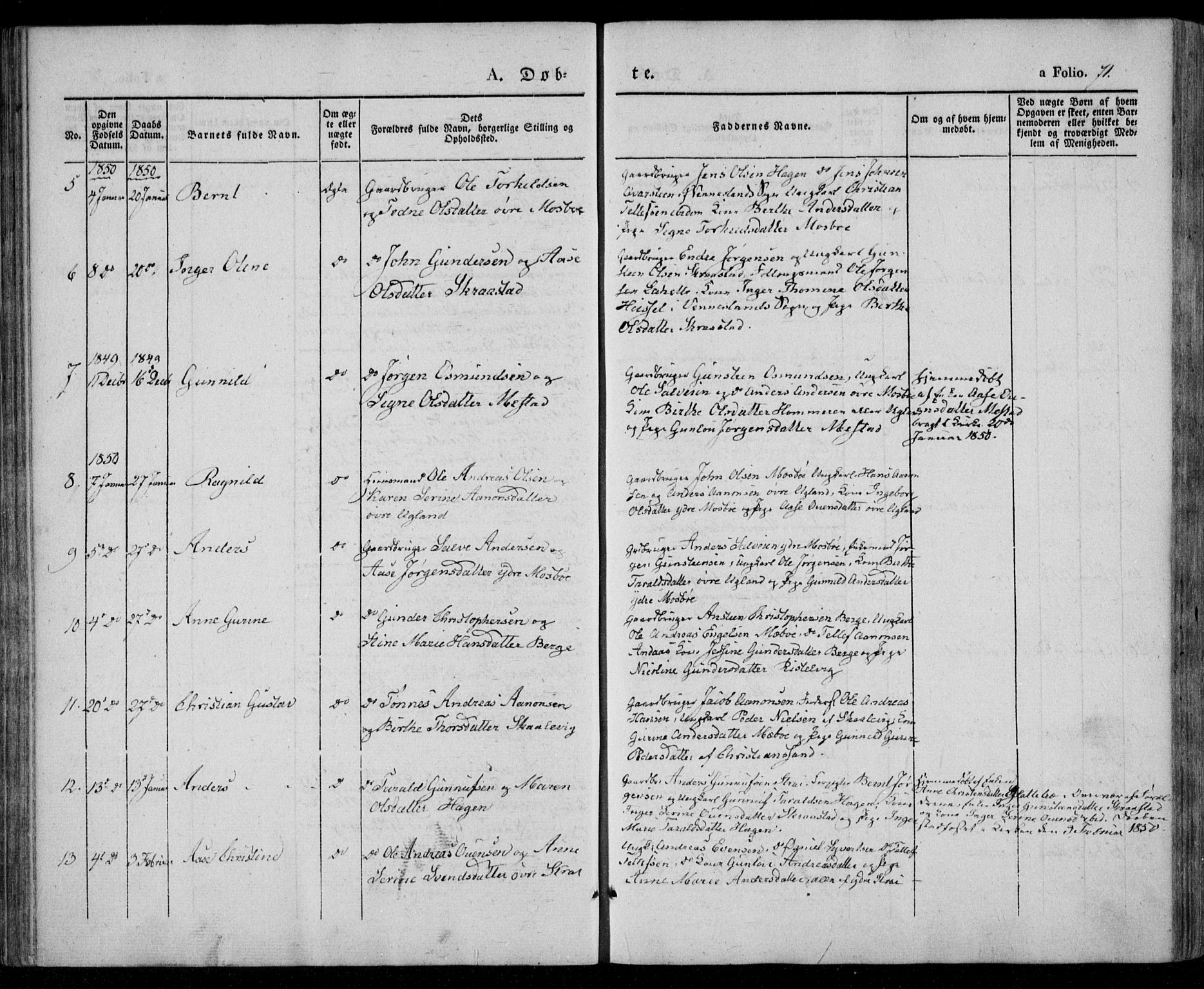 Oddernes sokneprestkontor, AV/SAK-1111-0033/F/Fa/Faa/L0006: Parish register (official) no. A 6, 1838-1851, p. 71