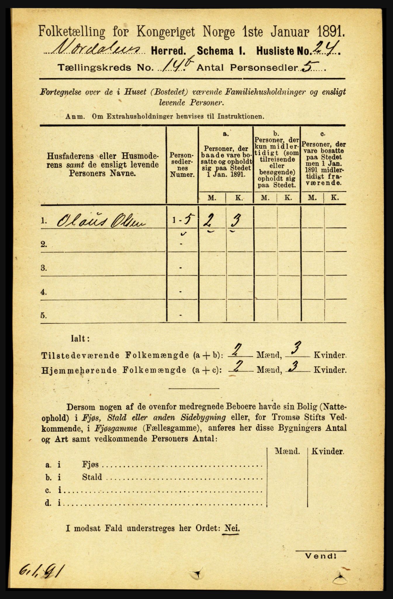 RA, 1891 census for 1721 Verdal, 1891, p. 7347