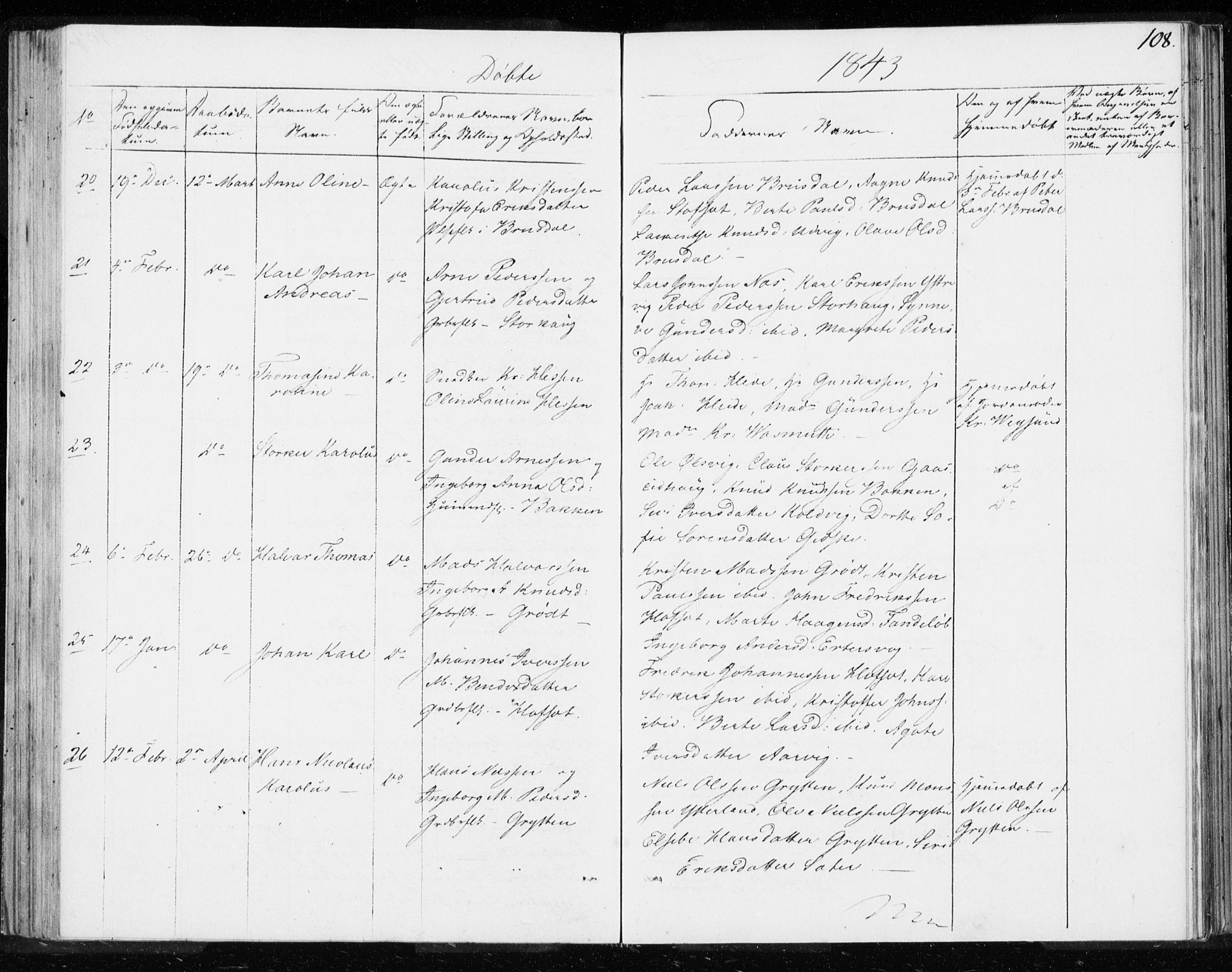 Ministerialprotokoller, klokkerbøker og fødselsregistre - Møre og Romsdal, AV/SAT-A-1454/528/L0414: Curate's parish register no. 528B02, 1833-1844, p. 108