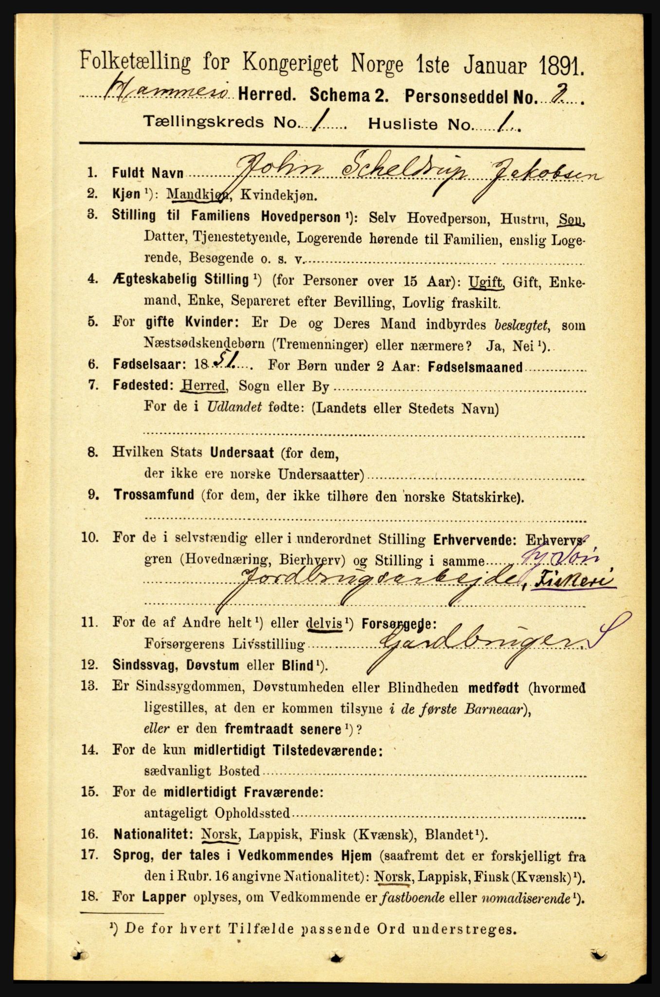 RA, 1891 census for 1849 Hamarøy, 1891, p. 79