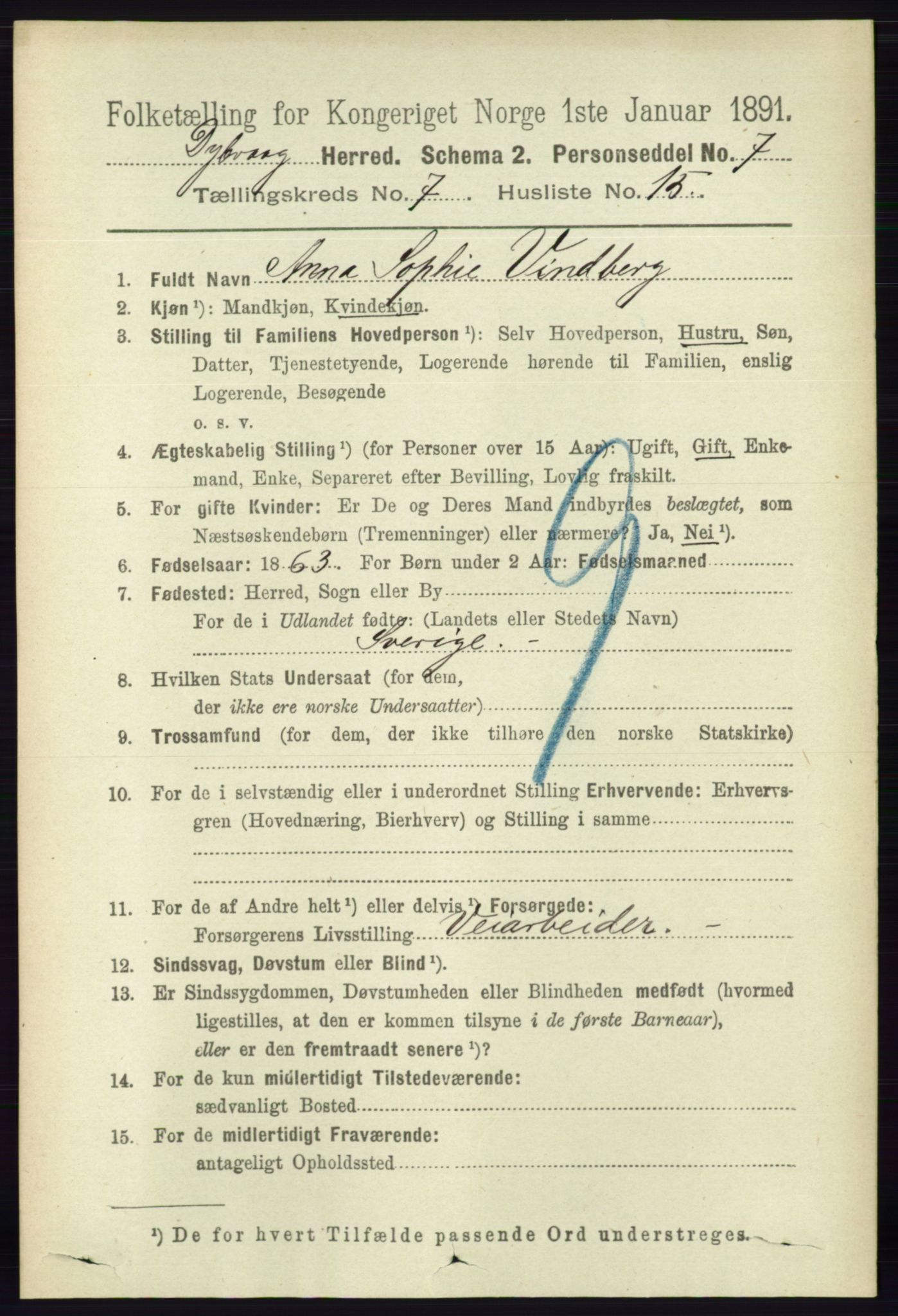 RA, 1891 census for 0915 Dypvåg, 1891, p. 2482