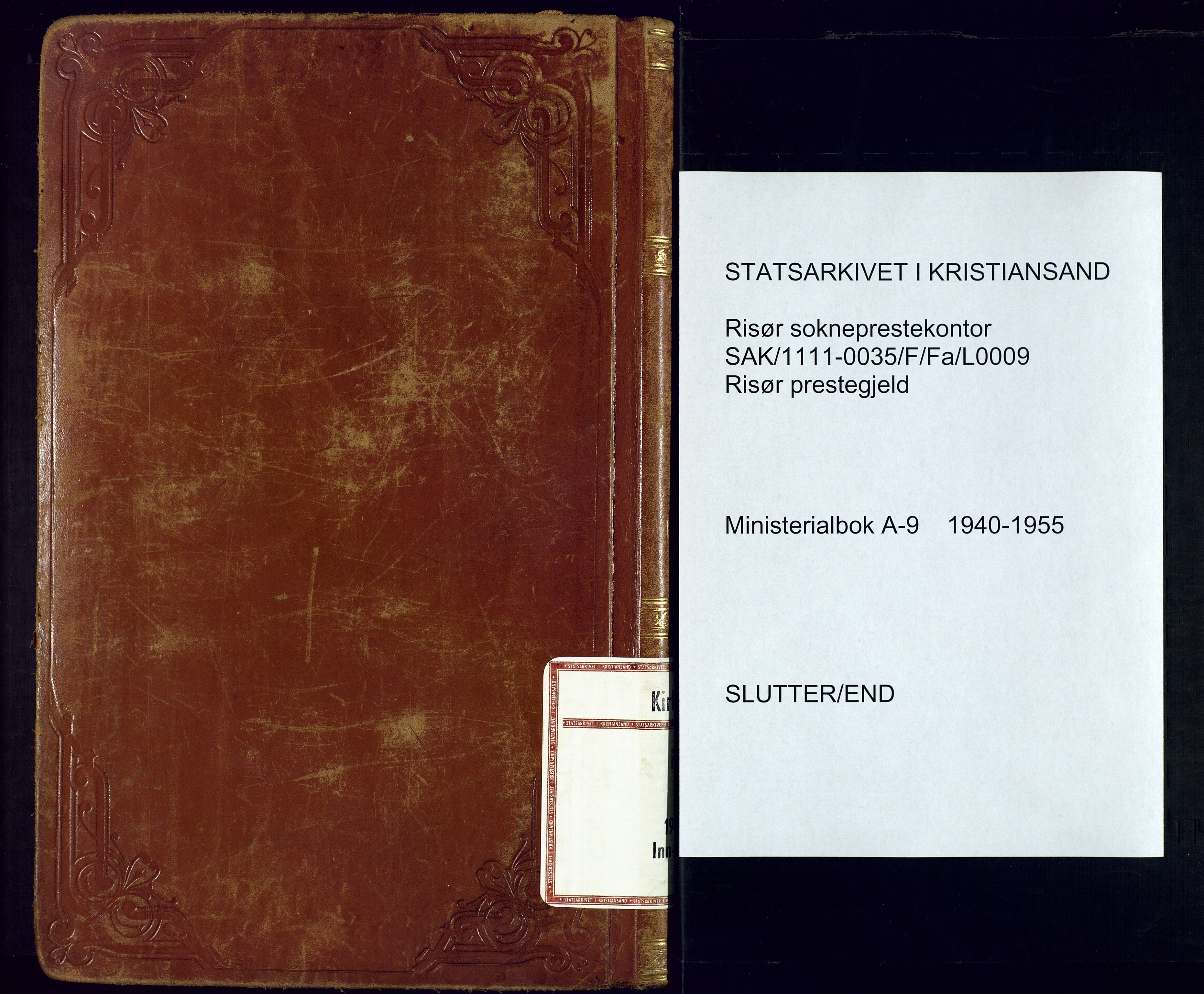 Risør sokneprestkontor, AV/SAK-1111-0035/F/Fa/L0009: Parish register (official) no. A 9, 1940-1955