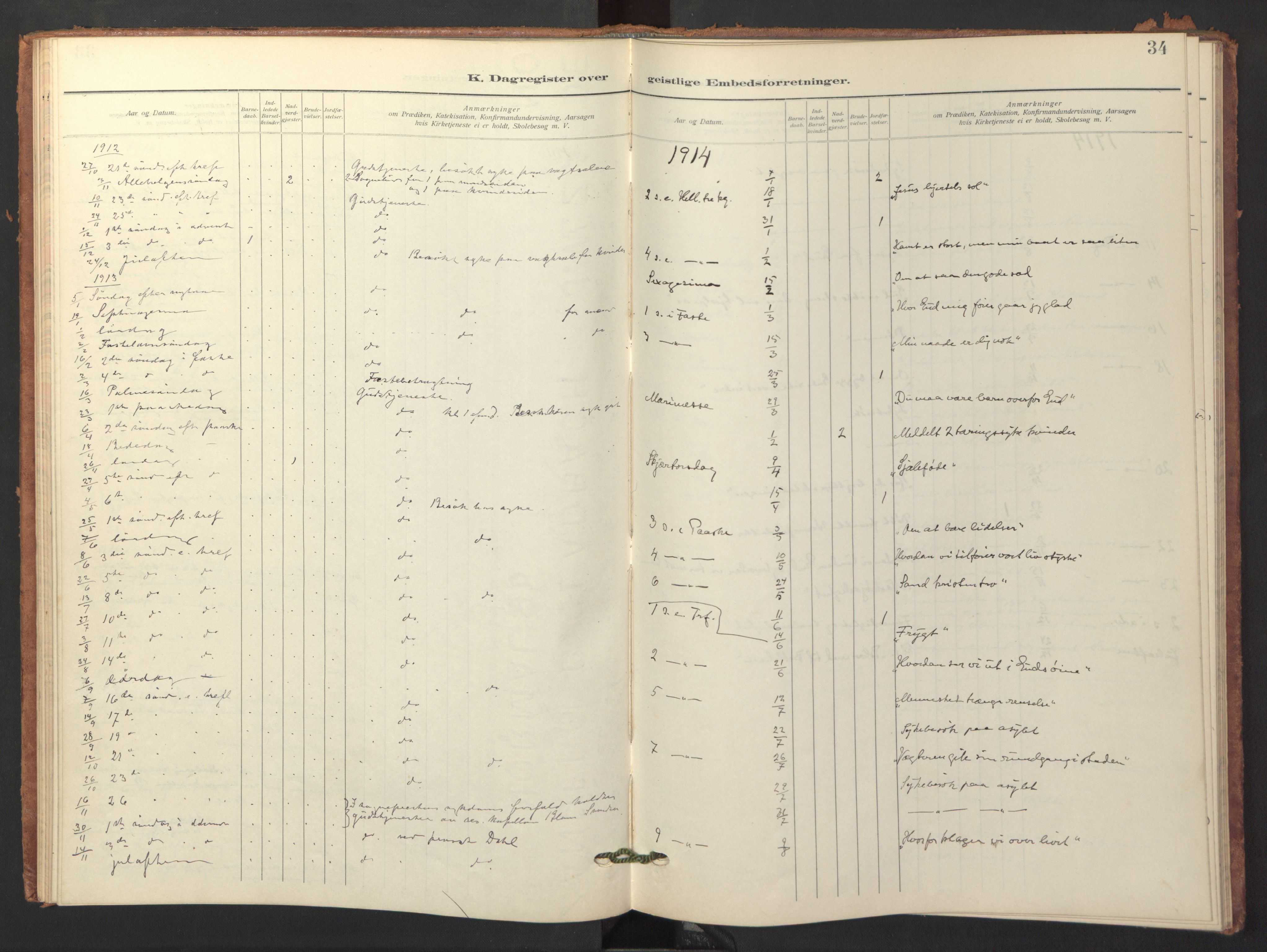 Ministerialprotokoller, klokkerbøker og fødselsregistre - Nordland, SAT/A-1459/809/L0136: Parish register (official) no. 809A01, 1902-1962, p. 34