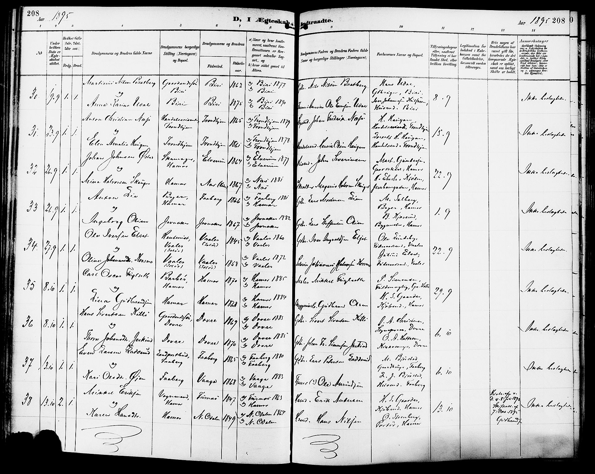 Vang prestekontor, Hedmark, AV/SAH-PREST-008/H/Ha/Haa/L0017: Parish register (official) no. 17, 1890-1899, p. 208