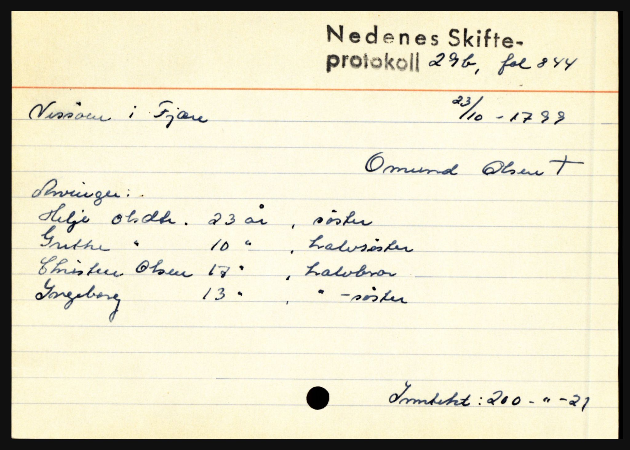 Nedenes sorenskriveri før 1824, AV/SAK-1221-0007/H, p. 32865