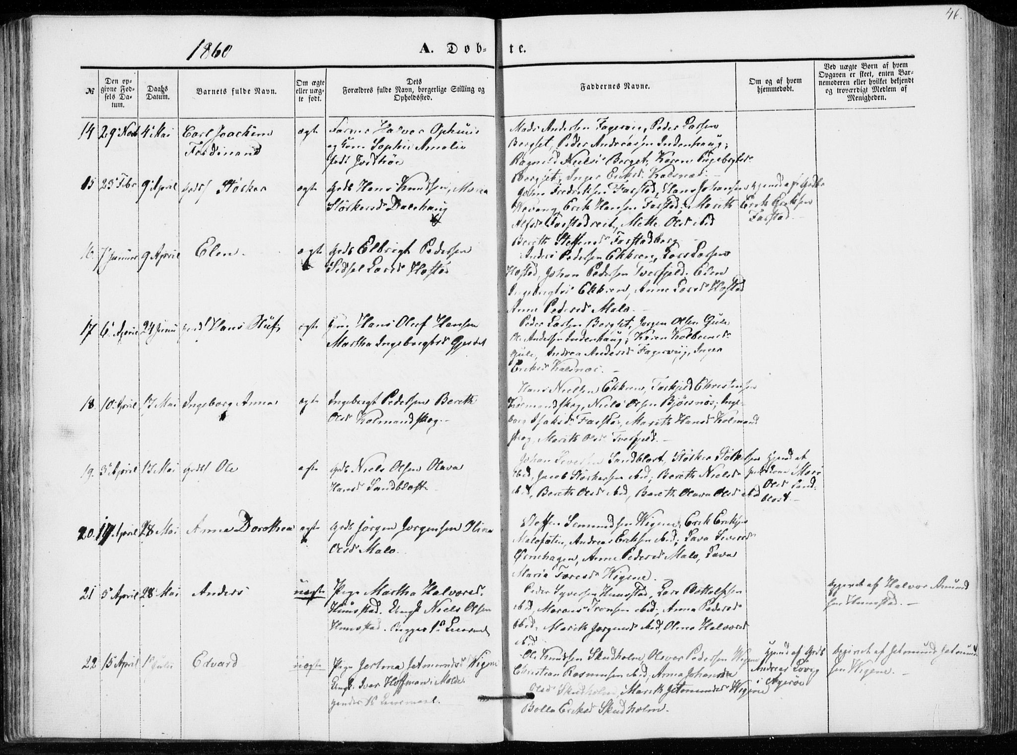 Ministerialprotokoller, klokkerbøker og fødselsregistre - Møre og Romsdal, AV/SAT-A-1454/566/L0767: Parish register (official) no. 566A06, 1852-1868, p. 46