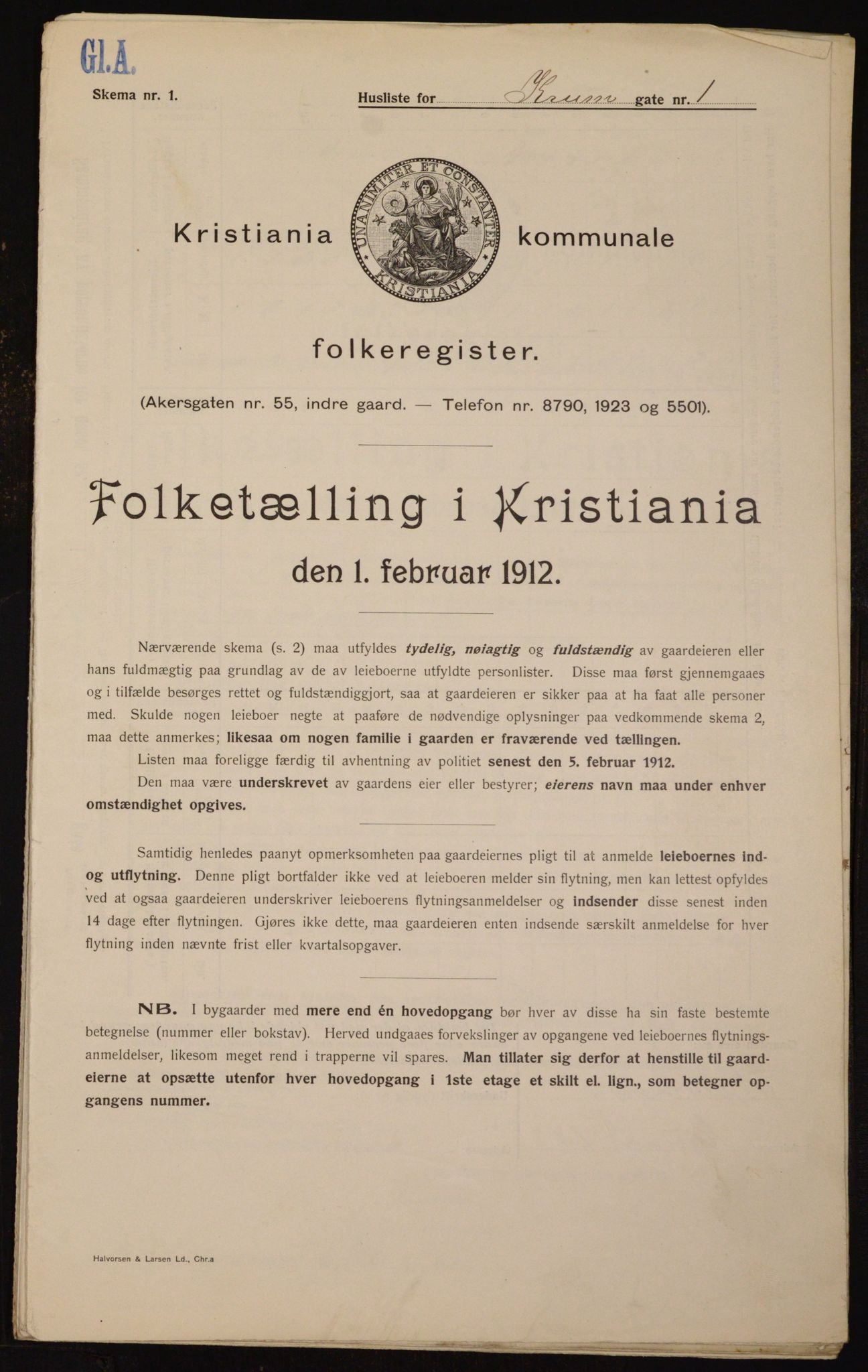 OBA, Municipal Census 1912 for Kristiania, 1912, p. 54976