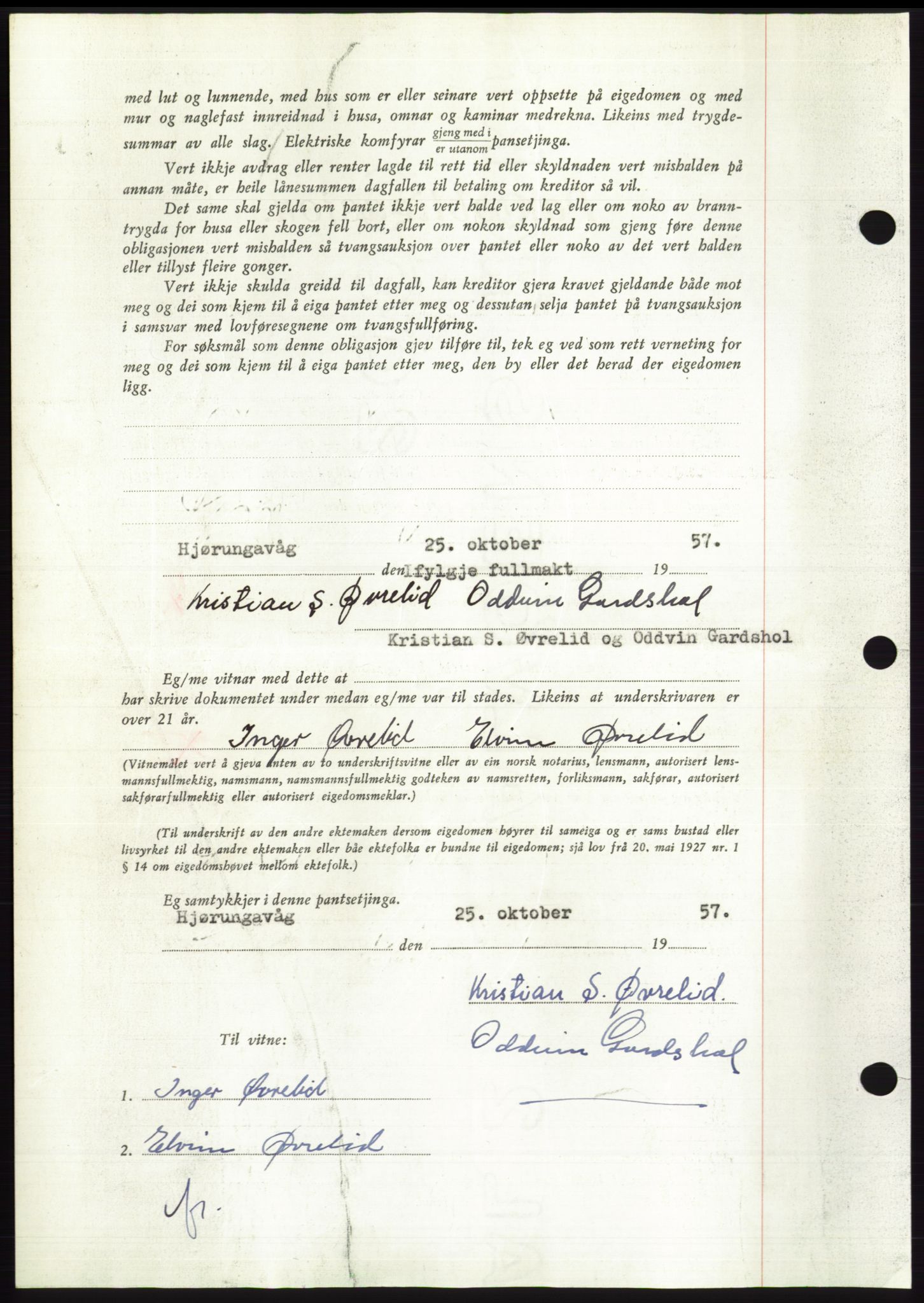 Søre Sunnmøre sorenskriveri, AV/SAT-A-4122/1/2/2C/L0130: Mortgage book no. 18B, 1957-1958, Diary no: : 3165/1957